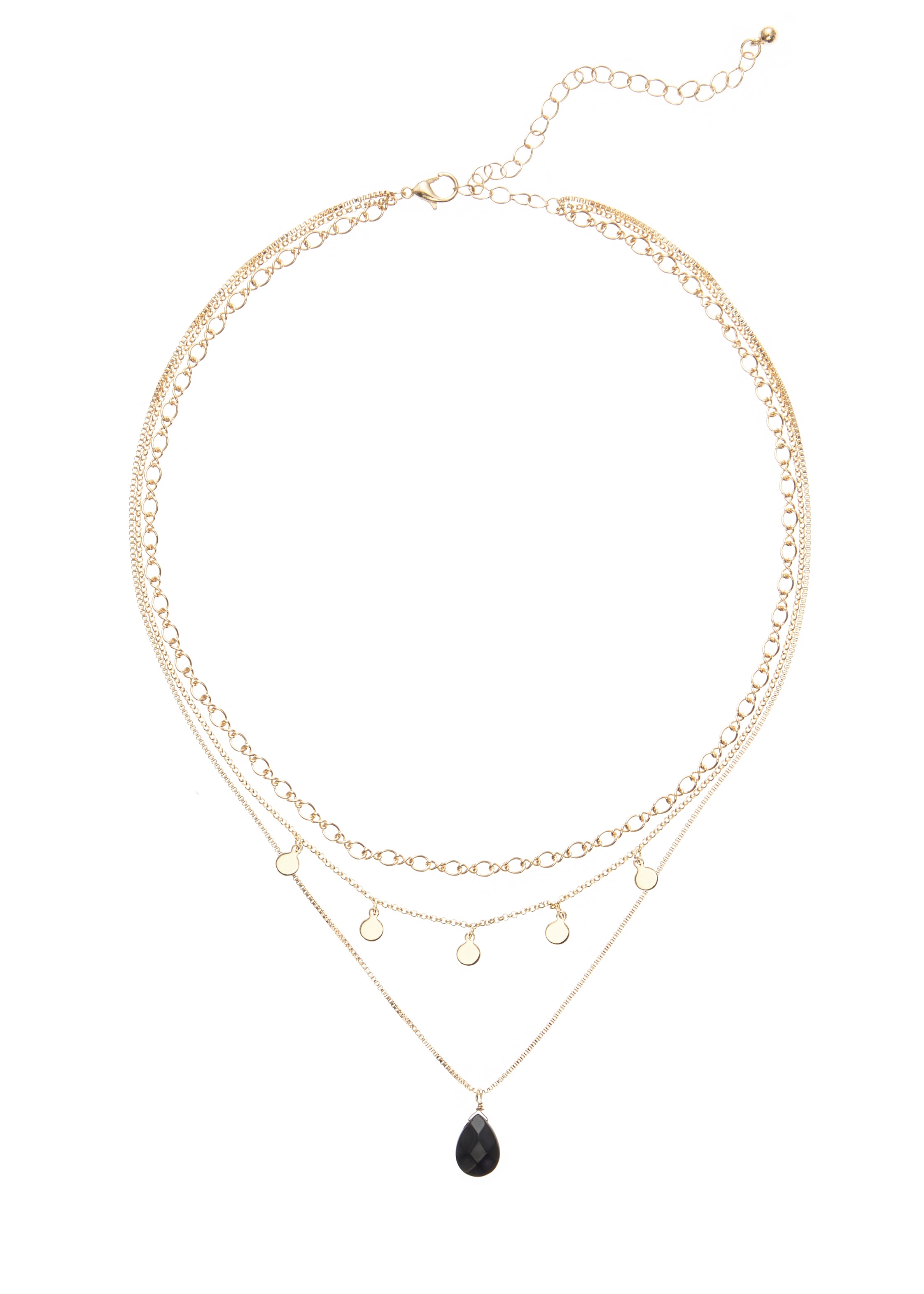 LASCANA Kette mit Anhänger Halskette in Lagen-Look mit Tropfen-Anhänger