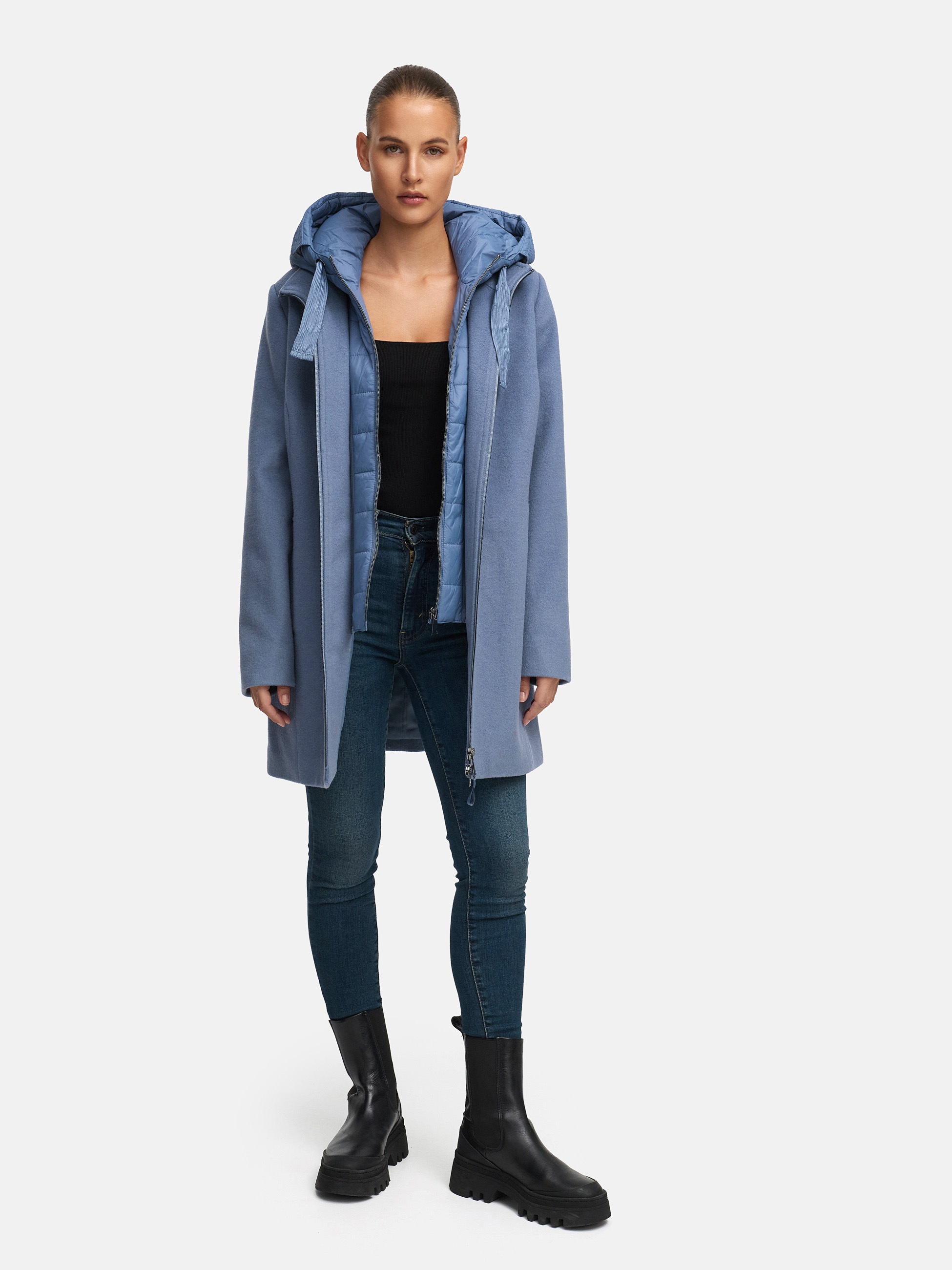 MANISA Wolljacke mit Kapuze mit herausnehmbarer Kapuze