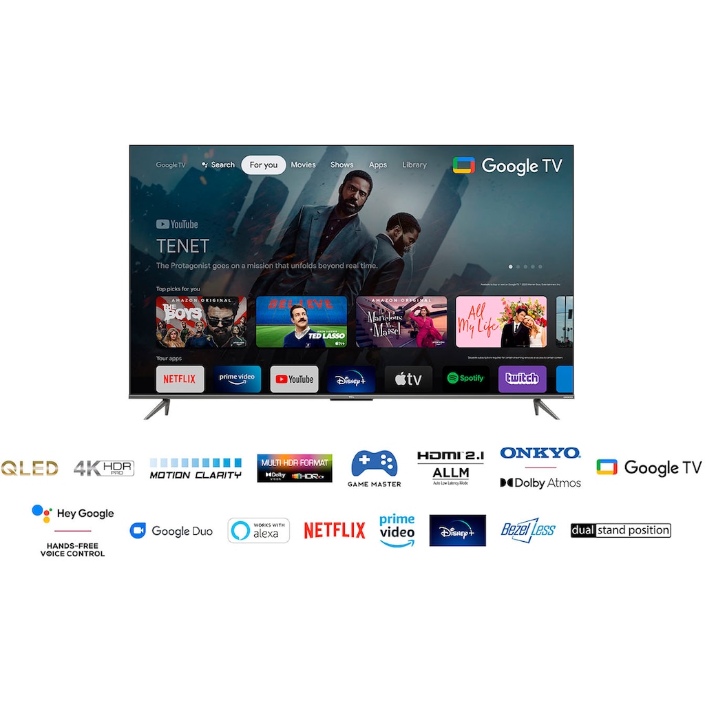 TCL QLED-Fernseher »65C631X1«, 164 cm/65 Zoll, 4K Ultra HD, Smart-TV-Google TV