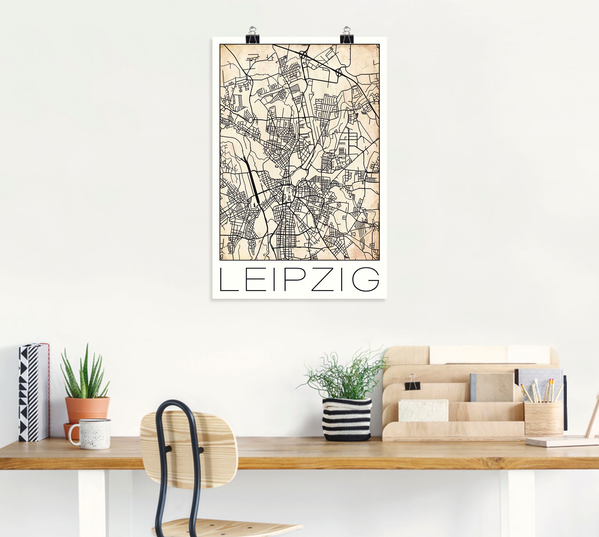 Artland Wandbild »Retro Karte Leipzig Deutschland Grunge«, Deutschland, (1 St.), als Alubild, Leinwandbild, Wandaufkleber oder Poster in versch. Größen