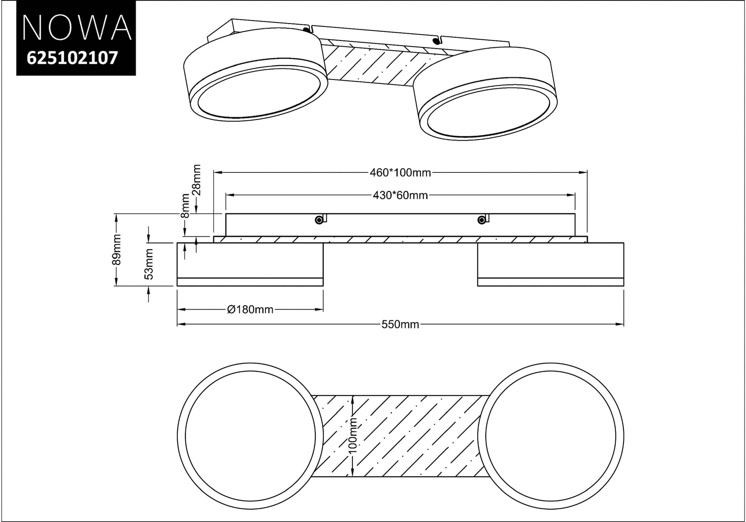 andas LED Deckenleuchte »Fjälla«, 2 flammig, Leuchtmittel LED-Board | LED fest integriert, Dimmbar, 3-stufen schaltbar, Dimmbar über Wandschalter