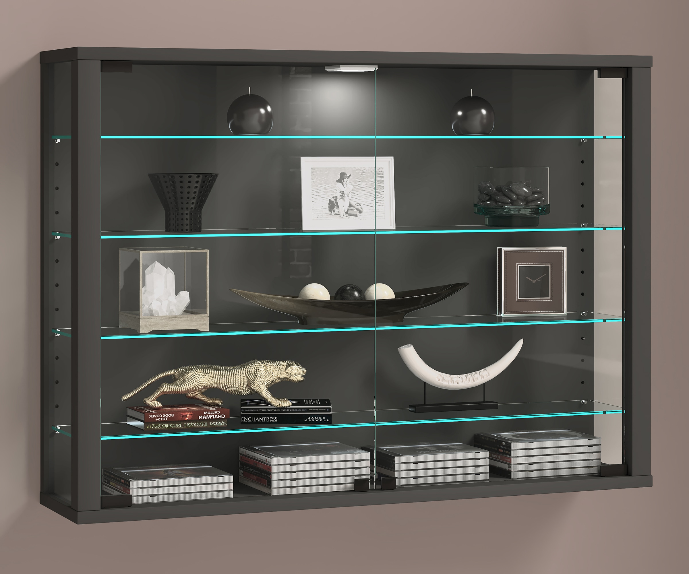 VCM Wandregal »VCM Glasvitrine hängend | Vitrine Glas mit ESG-Sicherheitsglas | Maße: H. 60 x B. 83 x T. 18 cm | Hängevitrine Glas | Modern und platzsparend | Glas Vitrinenschrank - Vitrosa L«