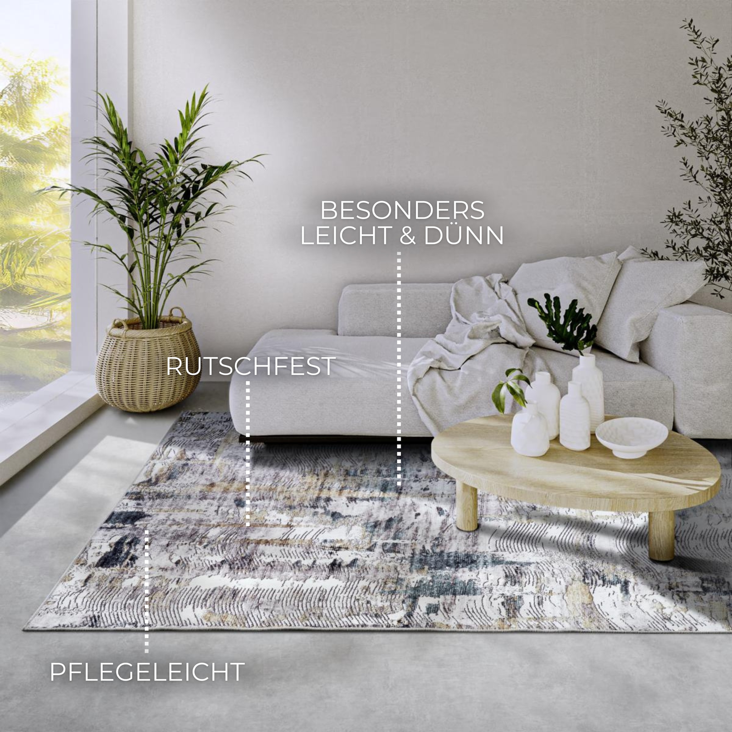 ELLE DECORATION Teppich »Malard« rechteckig 5 mm Höhe Kurzflor, Anti Rutsch, Vintage, Modern, Wohnzimmer, Flur