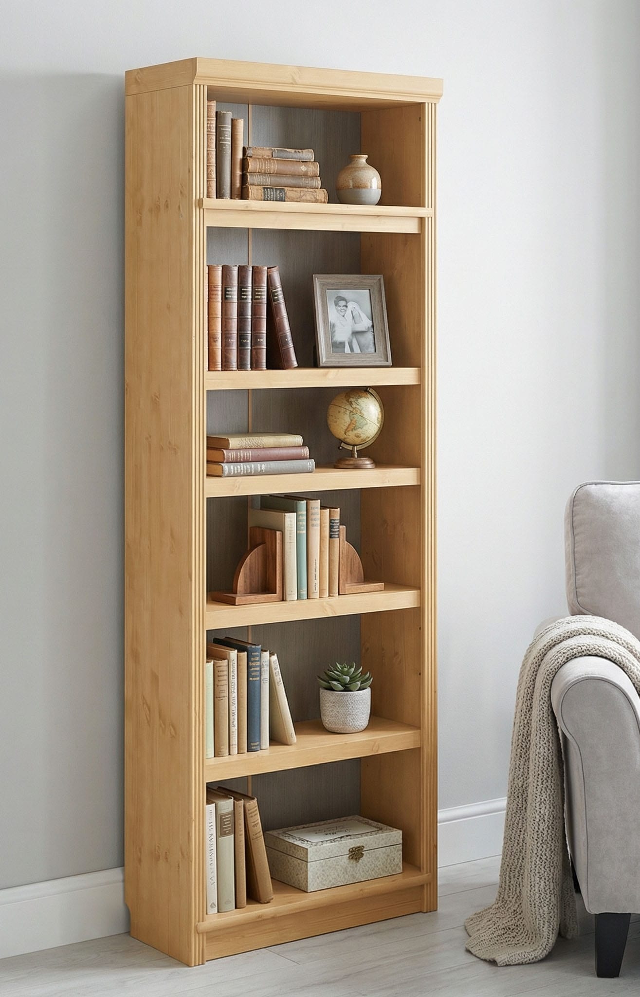 OTTO home Bücherregal "Soeren Regal B/T/H: 80/33,5/220 cm, mit 6 Fächern" massive Kiefer, FSC-zertifizier