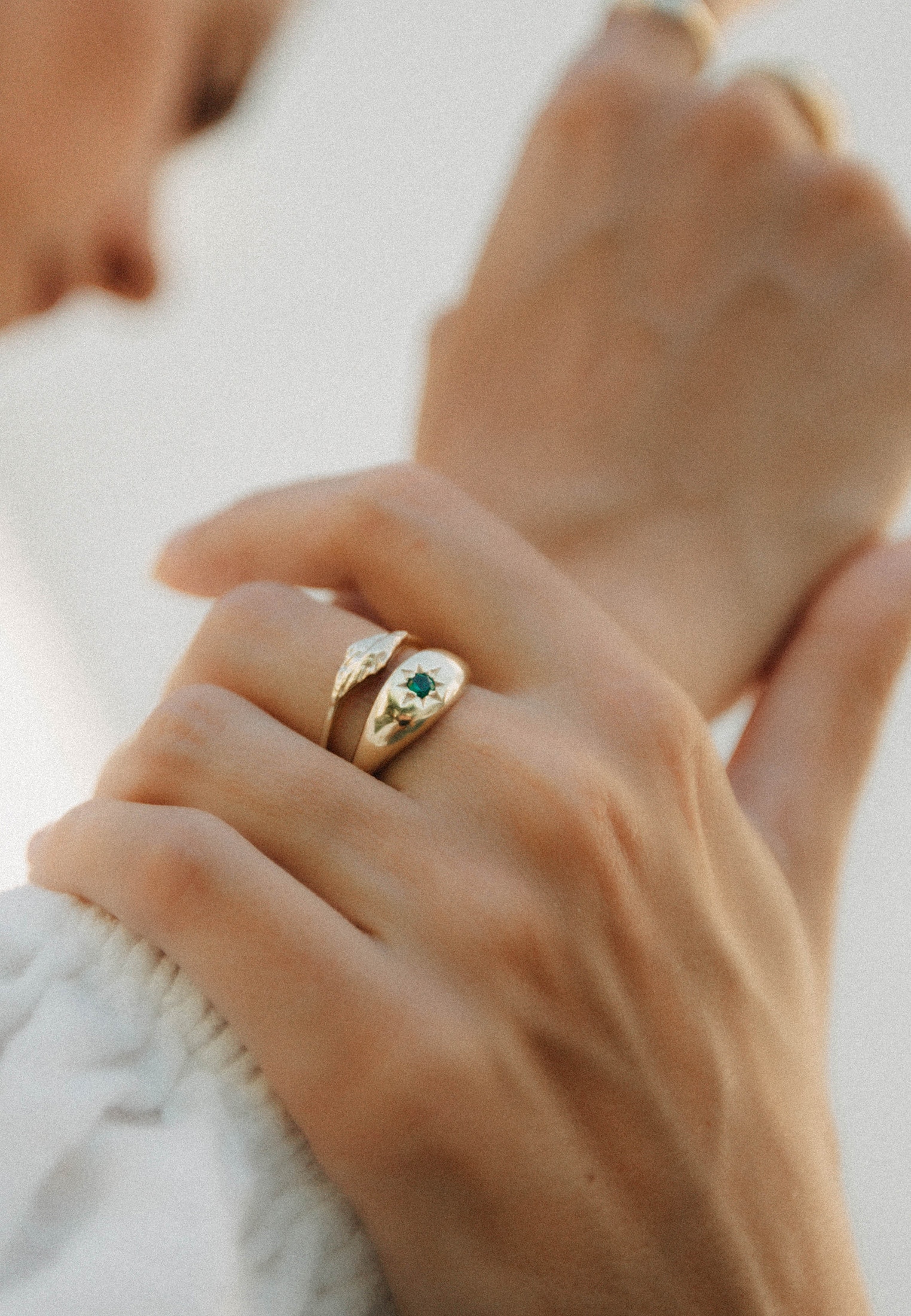 HAZE & GLORY Silberring »Ring Siegelring Marquis - Gratitude 375 Gelbgold«
