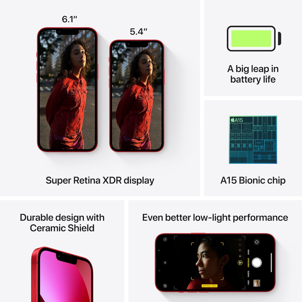 Apple Smartphone »iPhone 13, 5G«, (15,4 cm/6,1 Zoll, 128 GB Speicherplatz, 12 MP Kamera)
