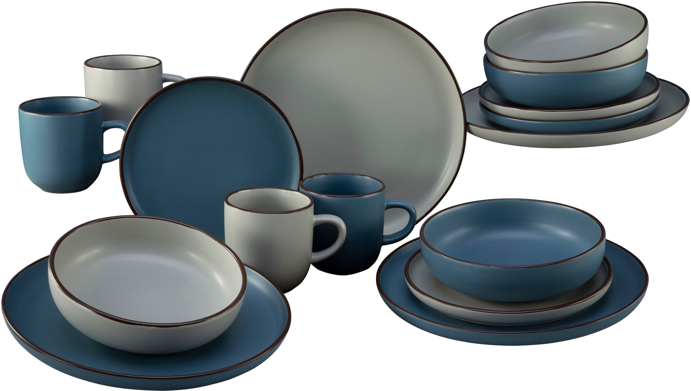 CreaTable Kombiservice "Geschirr-Set Modern Scandic" Service, skandinavischer Life Style, 16 Teile, für 4 Personen