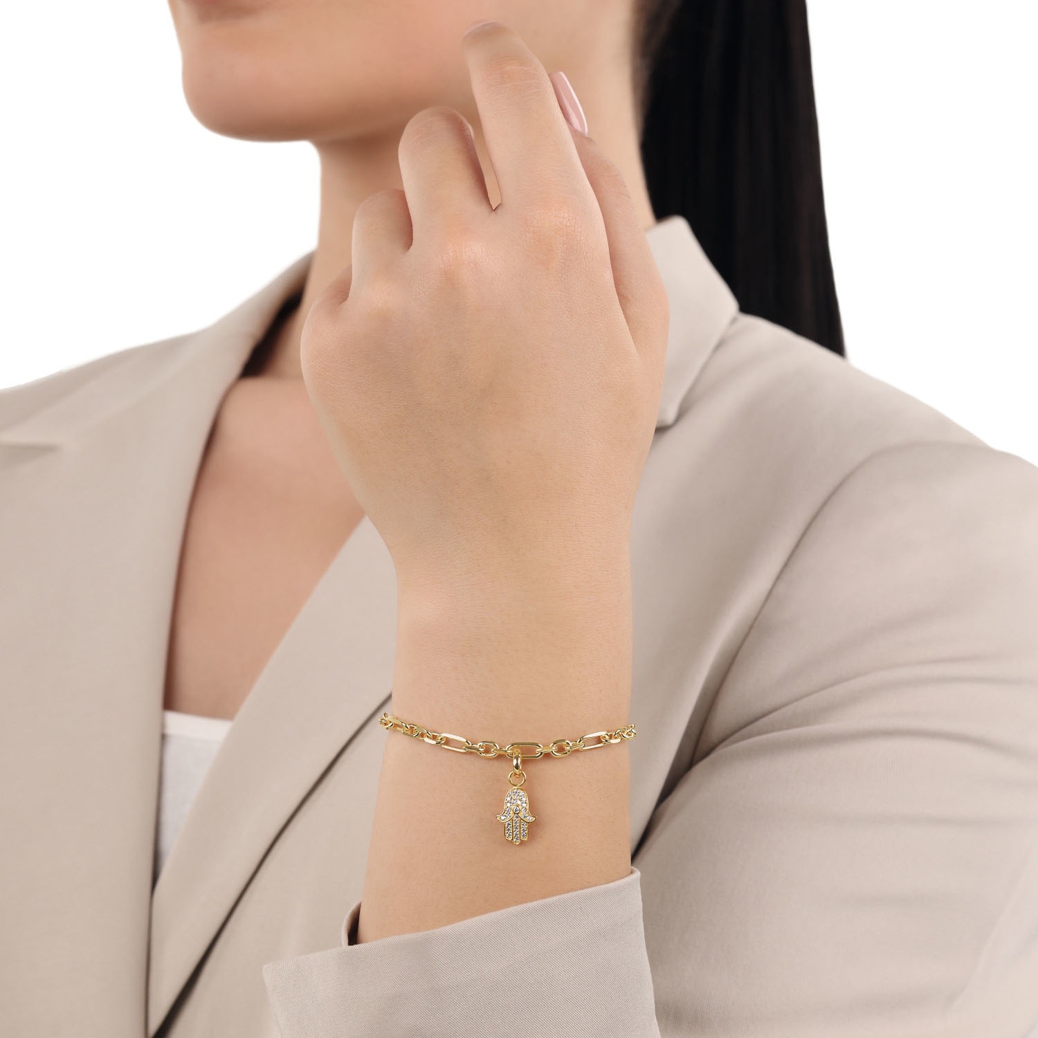 Amor Charm-Einhänger »Fatima´s Hand, 2038472«, mit Zirkonia (synth.)