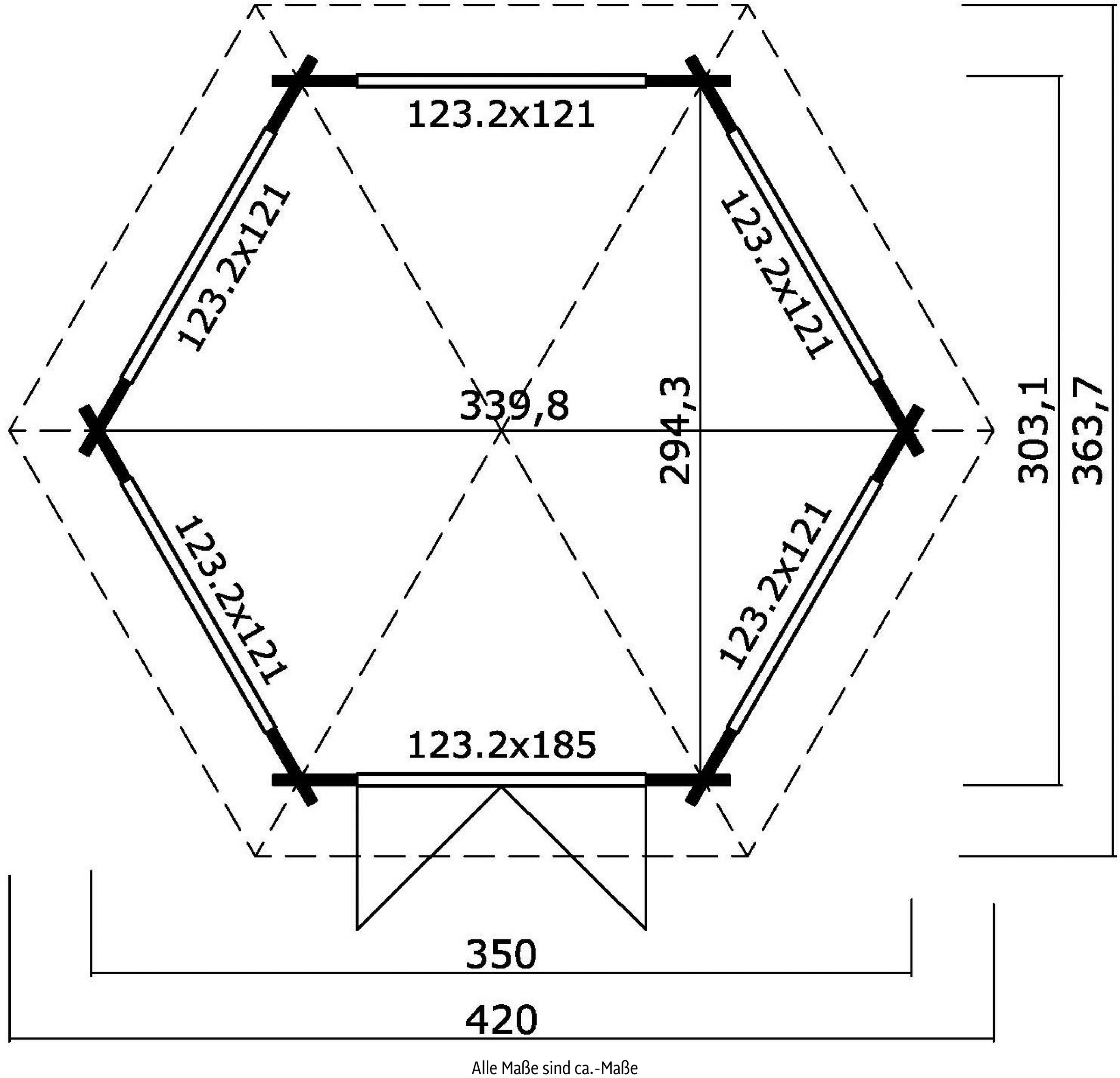 LASITA MAJA Pavillon »Ilmenau«, (Set, Inklusive Fußbodenbretter zum Verlegen), BxT: 420x363,7 cm, Fichtenholz