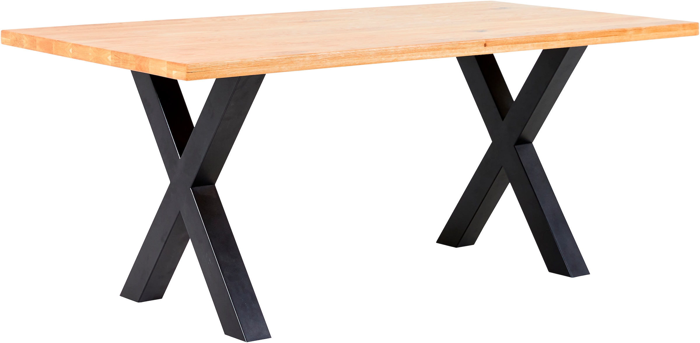 massivline&more Esstisch "Jakarta, Küchentisch, Tisch, Esstisch, Holztisch" 2 Stk. tlg. Platte massiv, Gestell Metall pulverbeschichtet schwarz