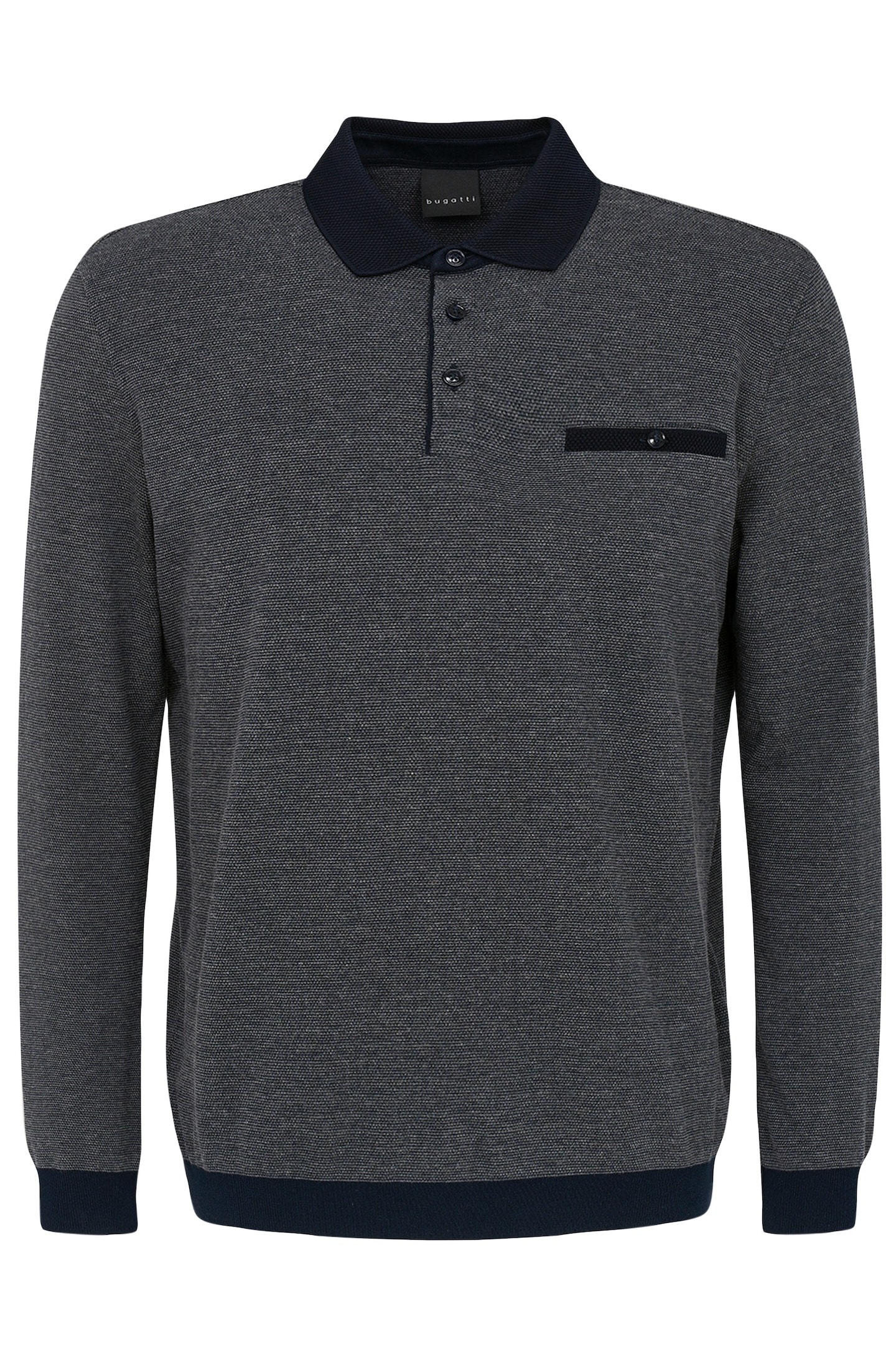 bugatti Langarm-Poloshirt, mit Strukturkragen