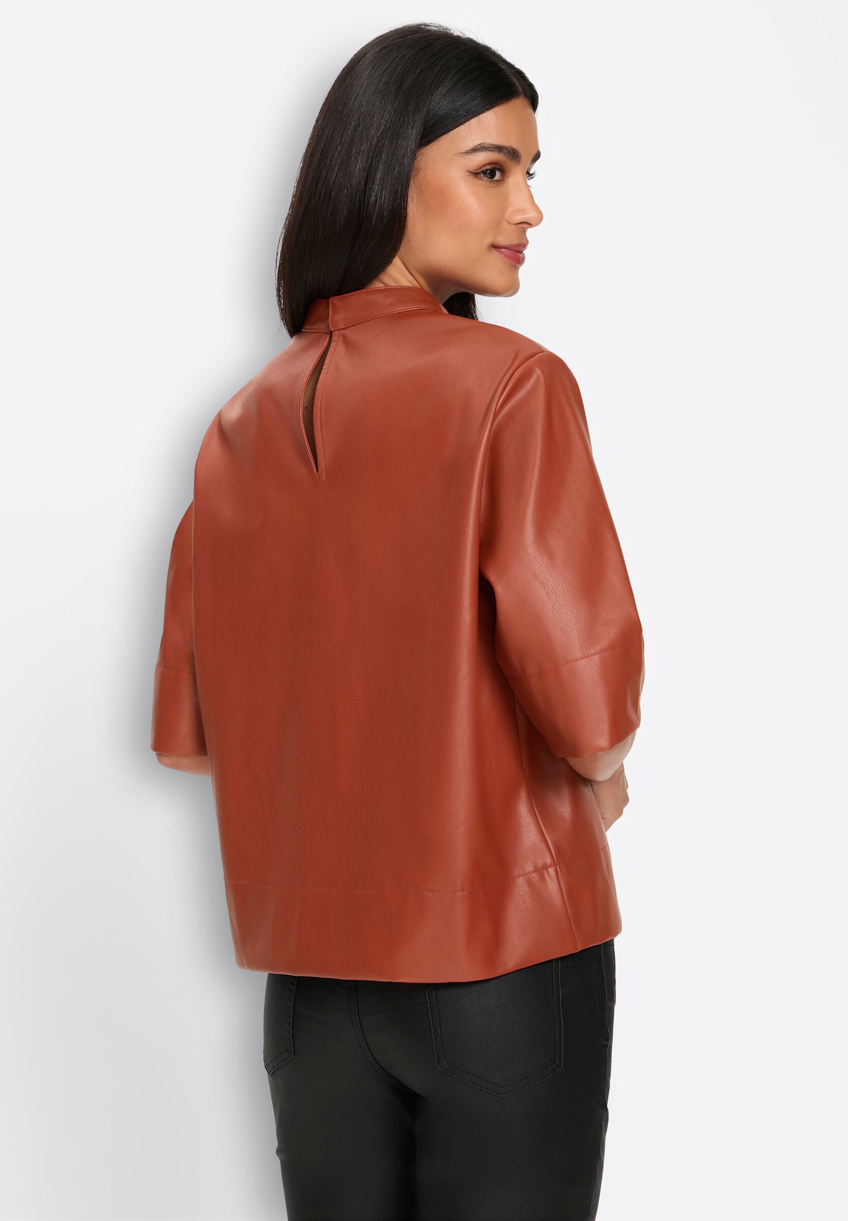 heine Klassische Bluse »Lederimitat-Bluse Kurzarm-Bluse«
