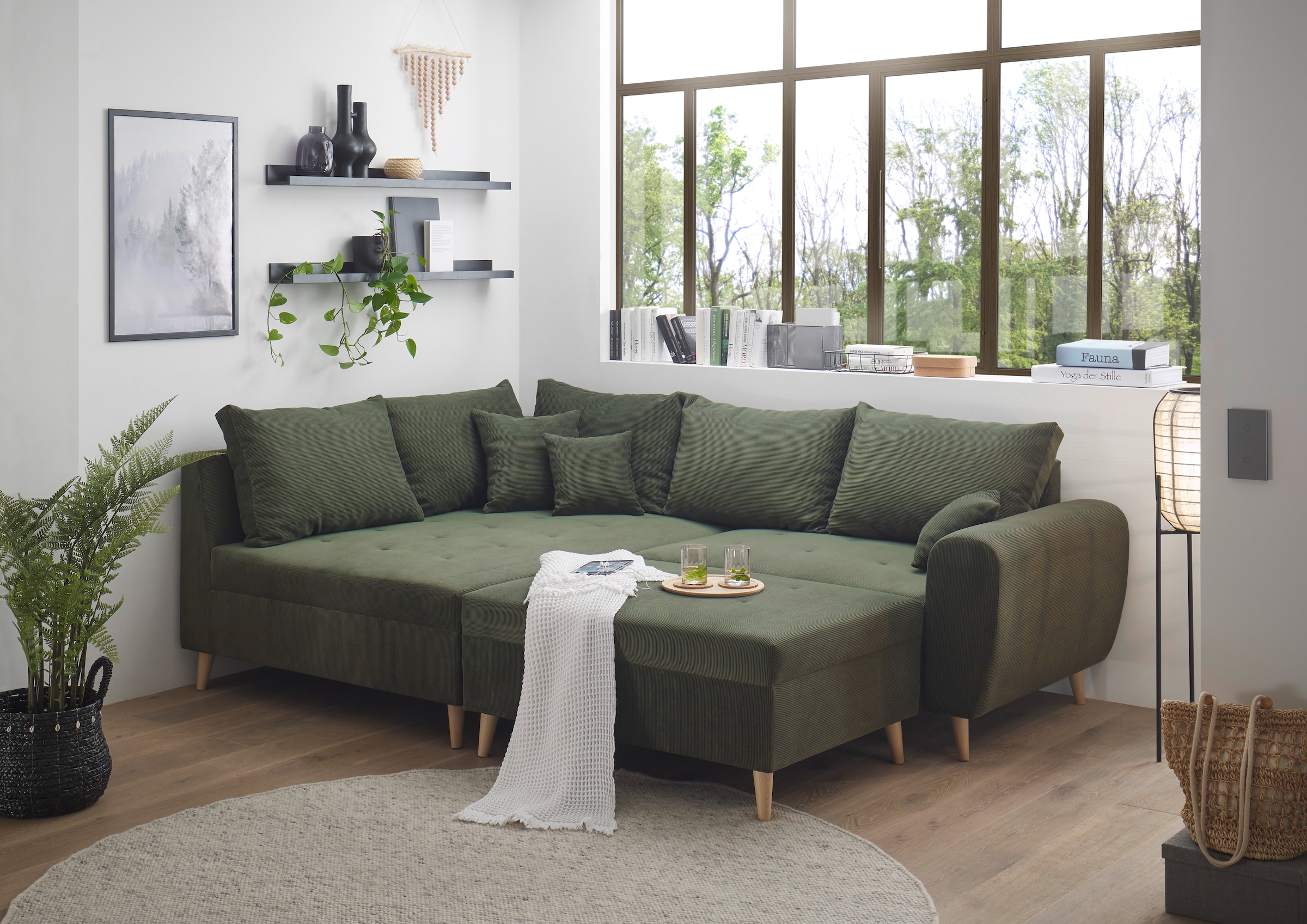 ED EXCITING DESIGN Ecksofa »Calanda L-Form«, mit Hocker & 3 Zierkissen