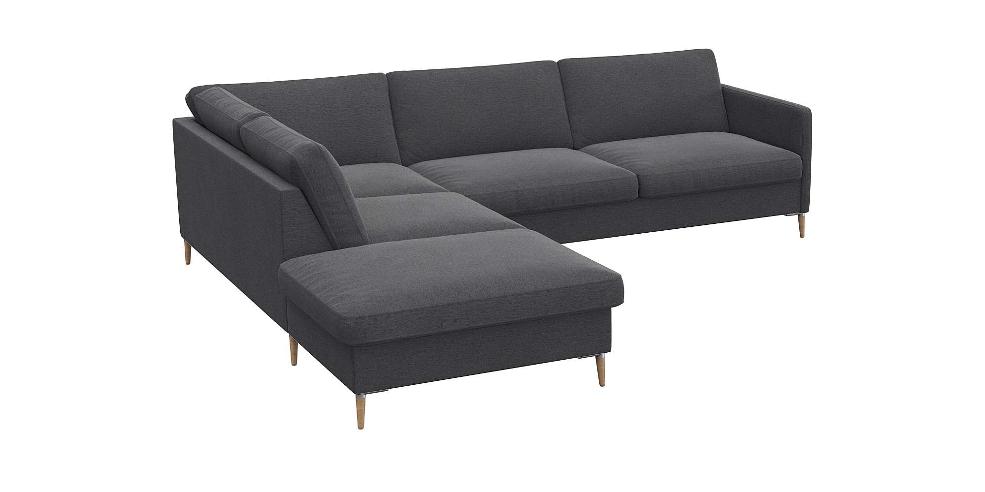 FLEXLUX Ecksofa »Fiore, L-Form« schmale Armlehnen, Kaltschaum, Füße Alu+ Eiche