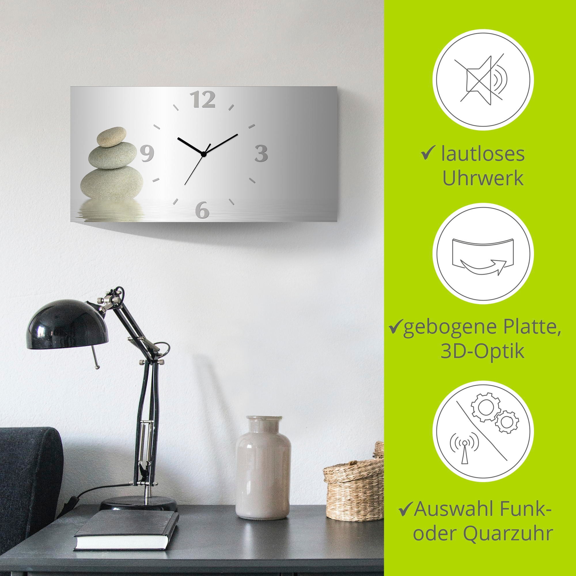 Artland Wanduhr »Zen Friede«, 3D Optik gebogen, mit Quarz- oder Funkuhrwerk, versch. Größen