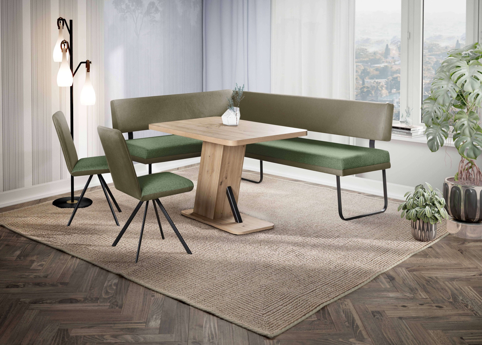 OTTO home Eckbank »Gabi Esszimmerbank, Bank, Küchenbank, Polsterbank« Gestell aus matt-schwarzem Flachmetall, stabil, 2-Stoff-Design