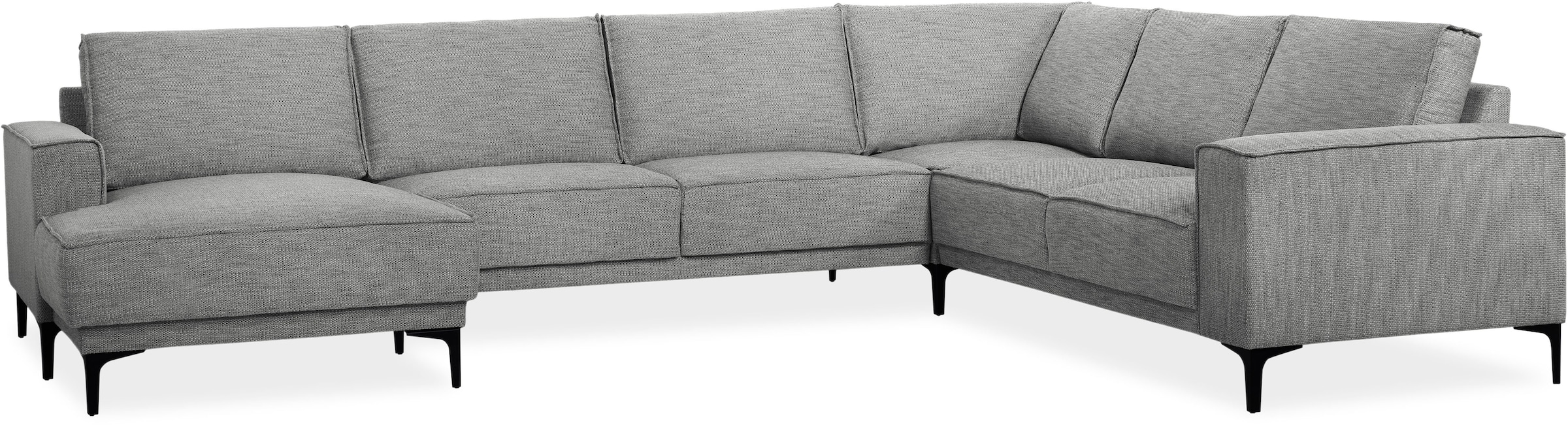 Places of Style Wohnlandschaft »Oland«, U-Form, 342 cm, Wellenunterfederung, Skandi-Design, Metallfüße