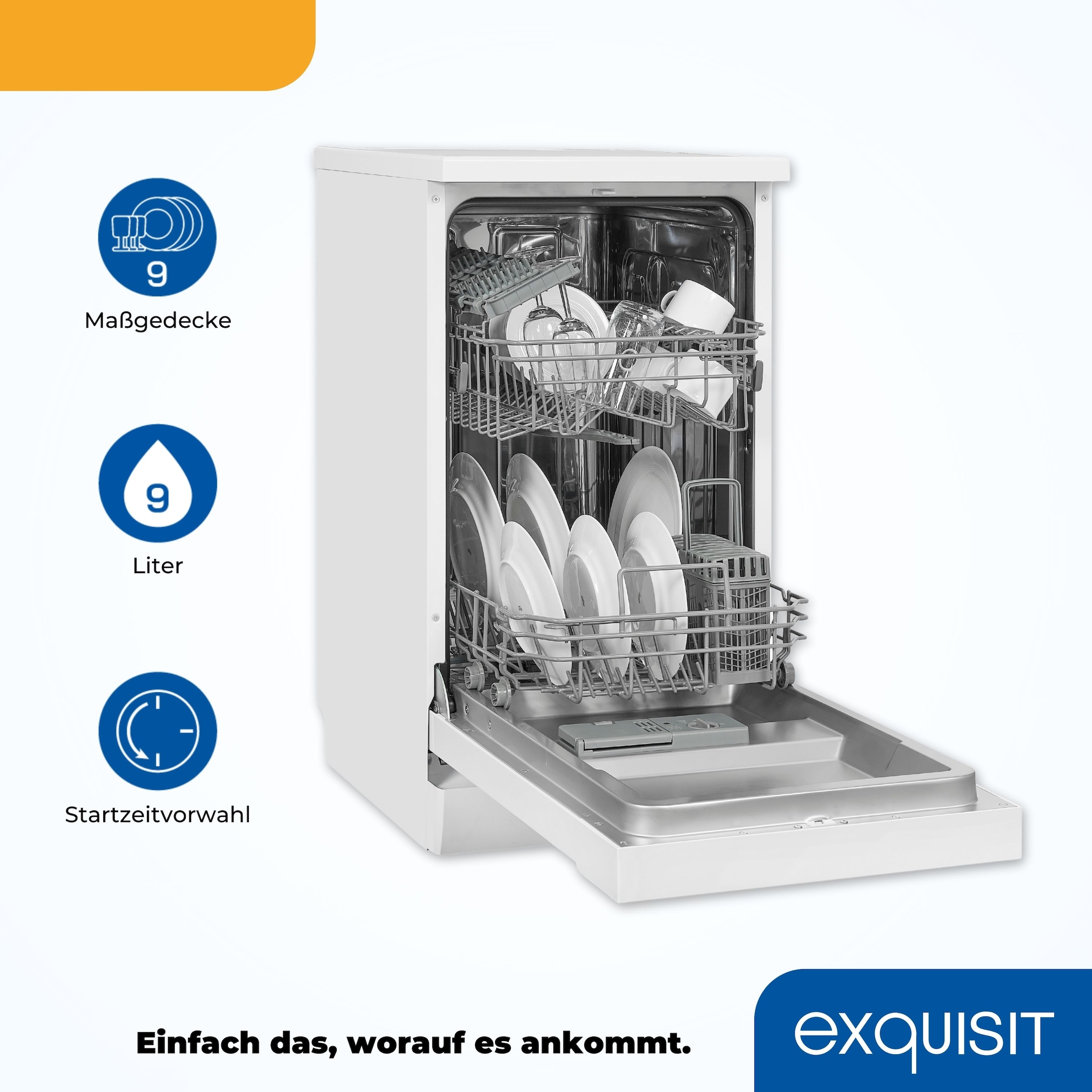 exquisit Standgeschirrspüler »GSP9109-030E weiss«, 9 Maßgedecke