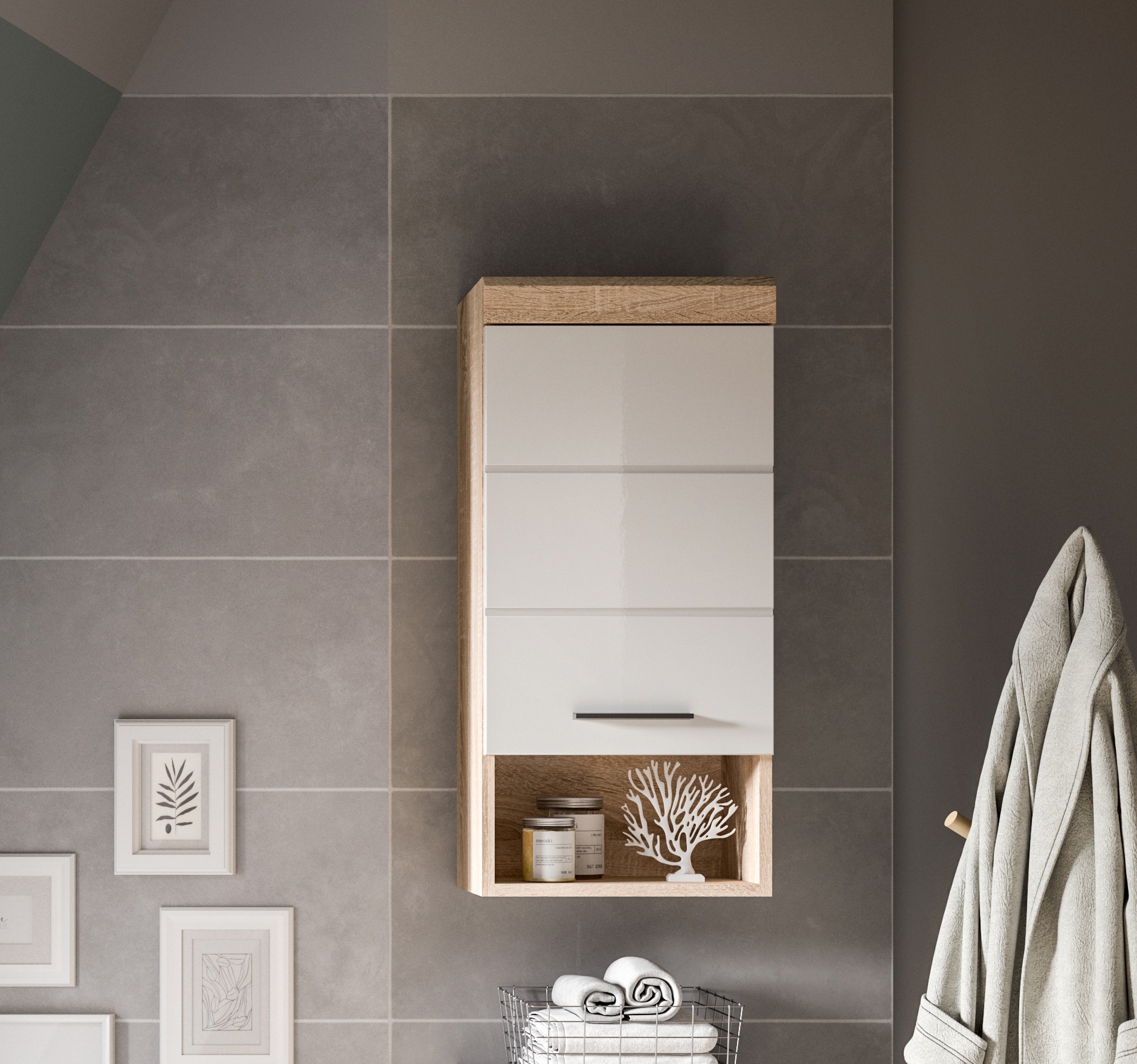 INOSIGN Hängeschrank »SIENA, Breite 37cm, 1 Tür, 1 offenes Fächer, 1 Einlegeboden, MDF-Front« TOPSELLER!, 1 Stk. tlg. in verschiedenen Farben erhältlich, Badmöbel, Badschrank, Schrank, Bad