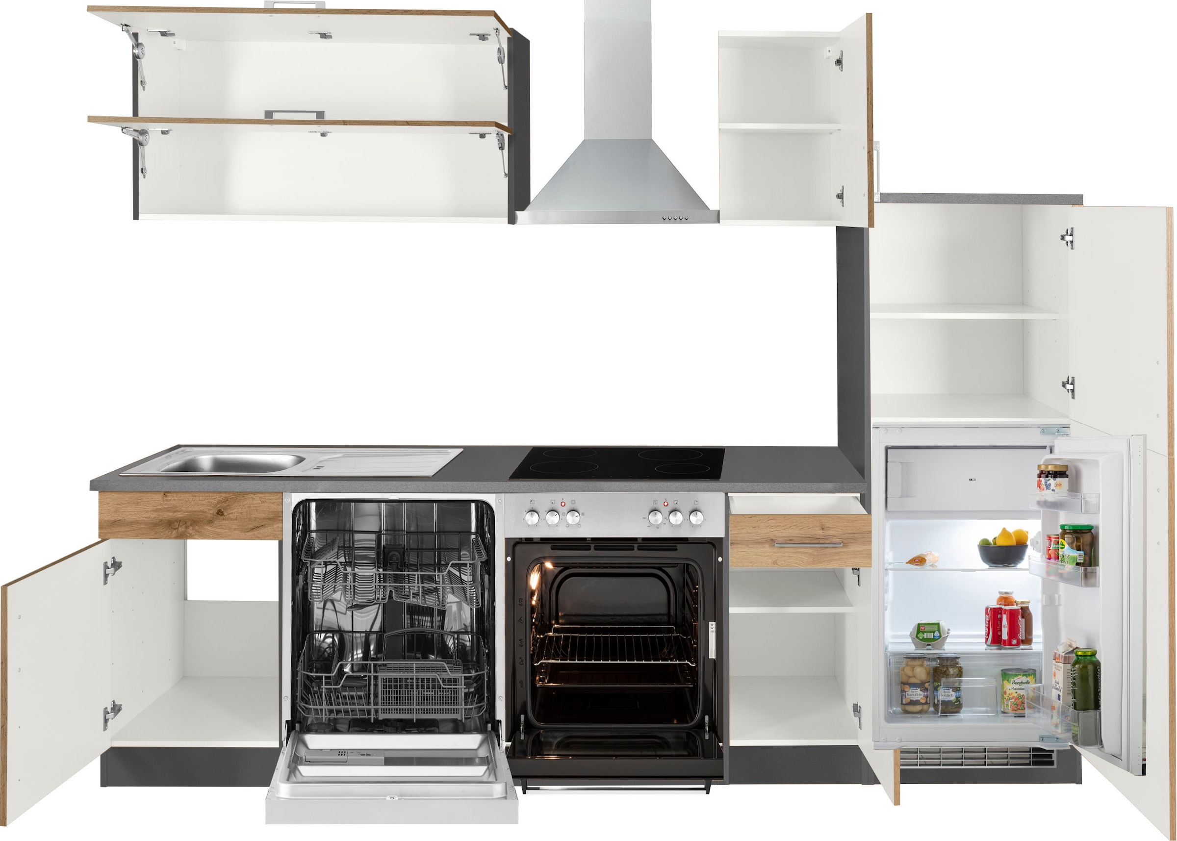 KOCHSTATION Küchenzeile »KS-Colmar« mit E-Geräten, Breite 270 cm
