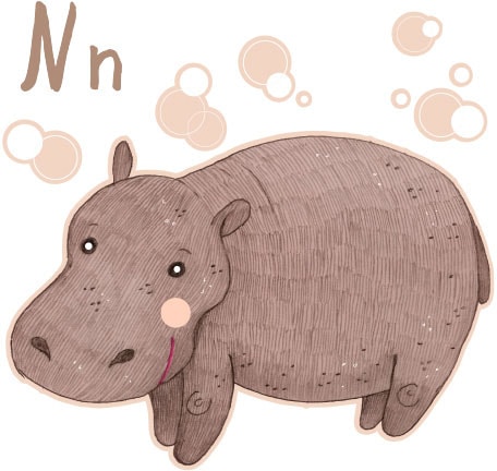 Wall-Art Wandtattoo »Nilpferd St.) N«, (1 Rechnung bestellen Hippo auf Buchstabe