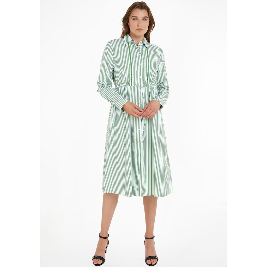 Tommy Hilfiger Blusenkleid »ORG CO STRIPE MIDI SHIRT-DRESS« mit süßen Lochstickerei-Bändern Tommy Hilfiger Blusenkleid »ORG CO STRIPE MIDI SHIRT-DRESS« mit süßen Lochstickerei-Bändern
