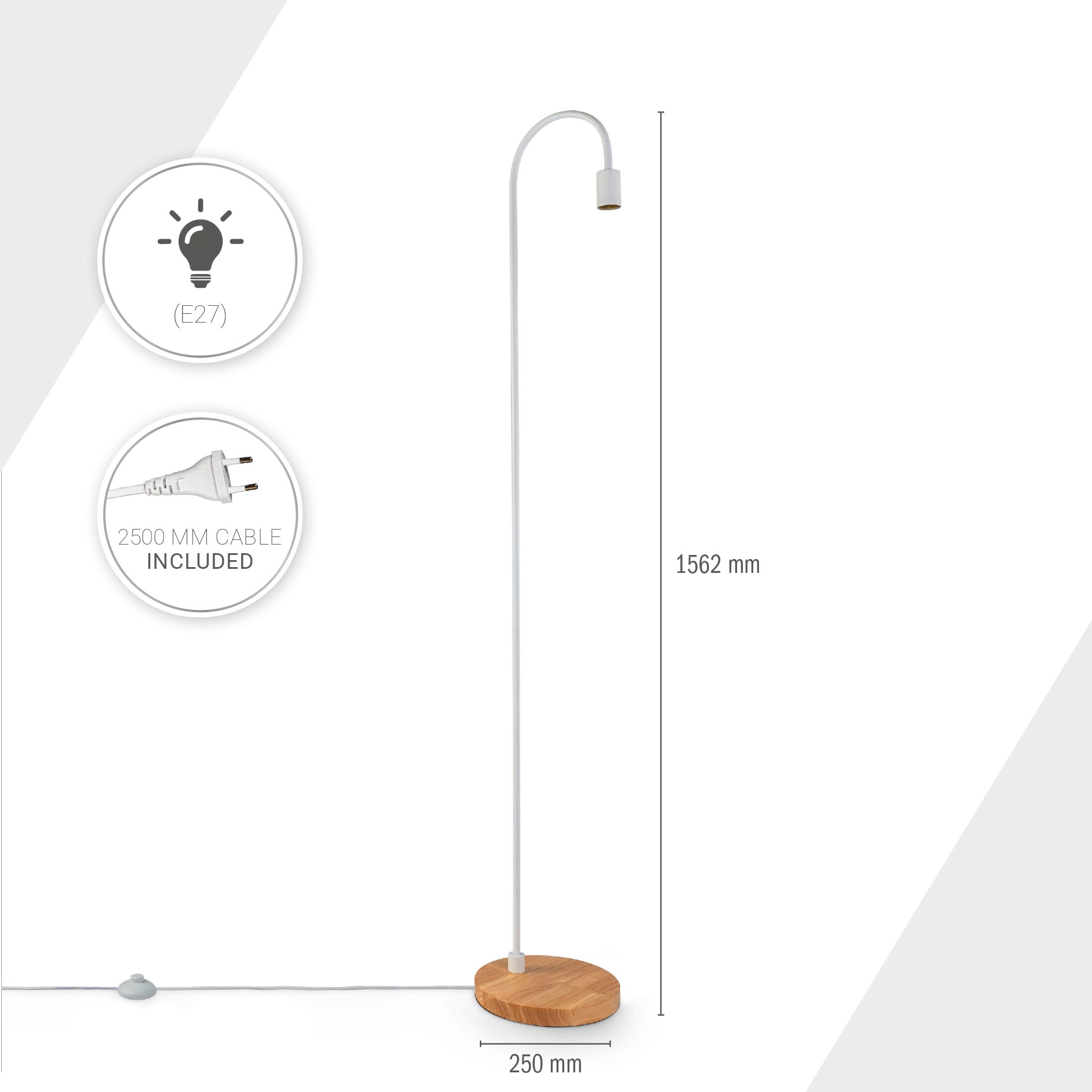 Skandi Holz LED Bogenlampe | kaufen mit XXL Industrial Home Jahren Stehlampe Minimalistisch »WALTER«, 3 online Wohnzimmer Paco Fuß Garantie