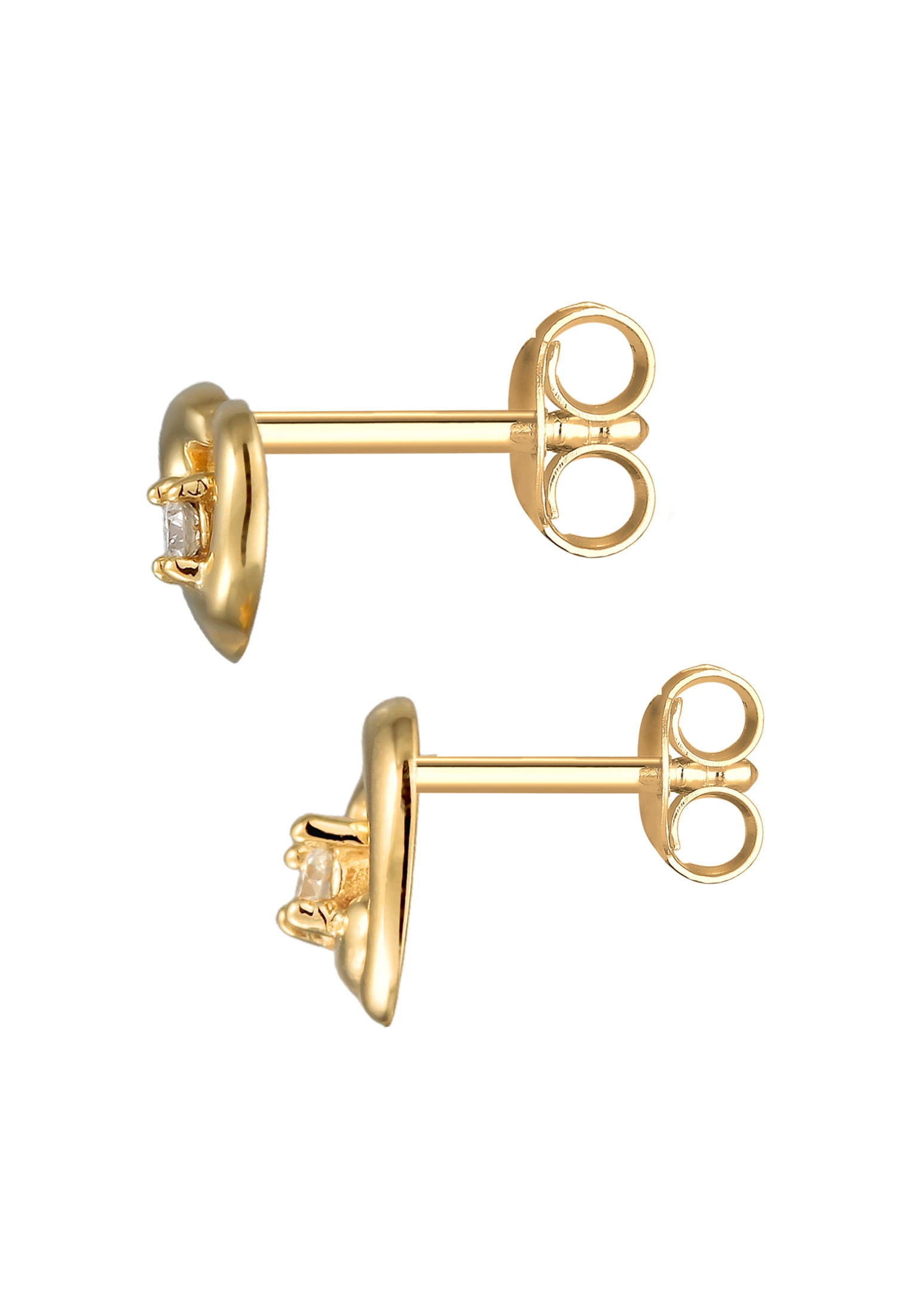 Elli DIAMONDS Paar Ohrstecker »Ohrringe Herz Diamant (0.03 ct) Ohrstecker 585er Gelbgold«