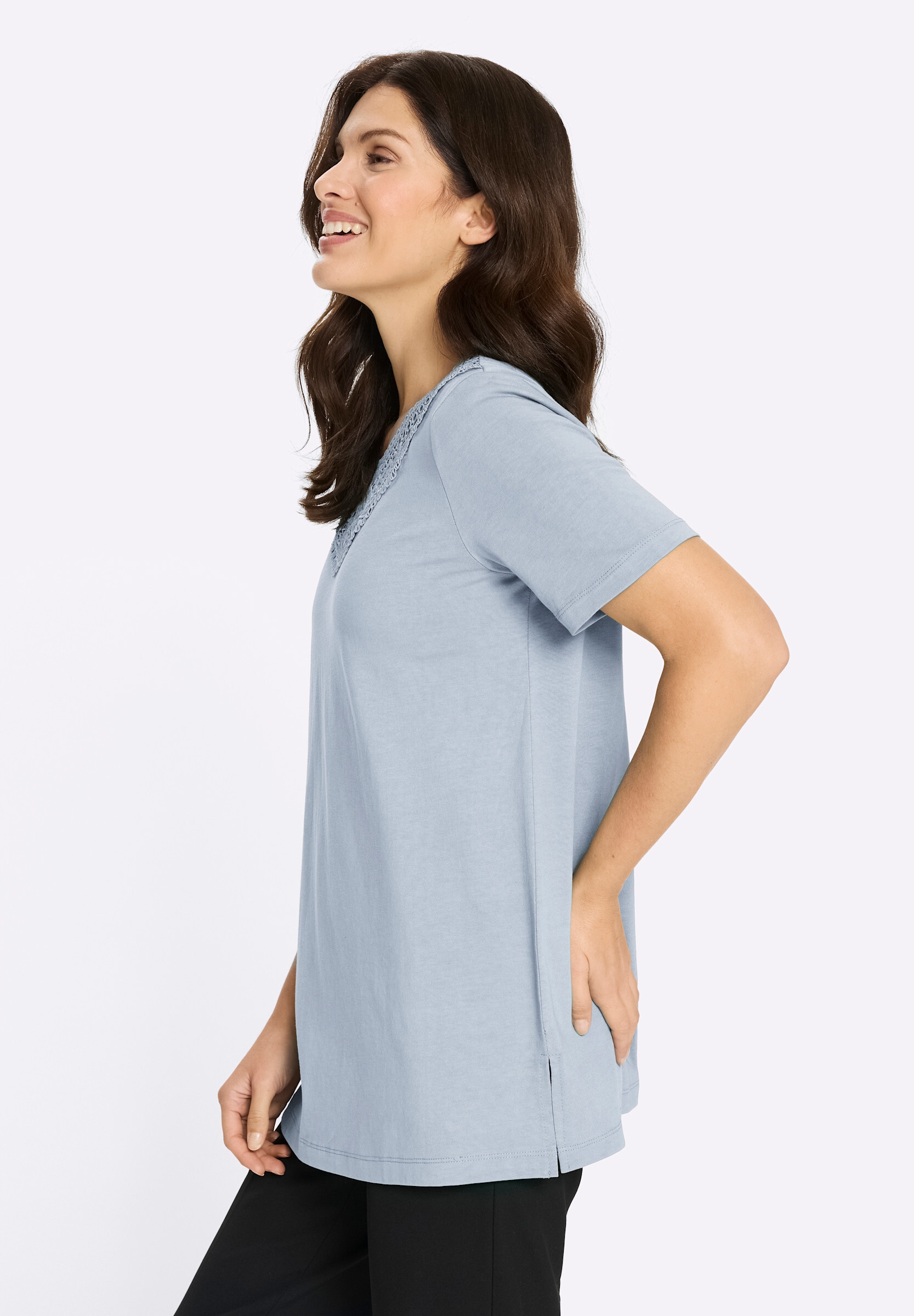 Sieh an! Longshirt »Longshirt Longshirt mit Spitzeneinsatz«