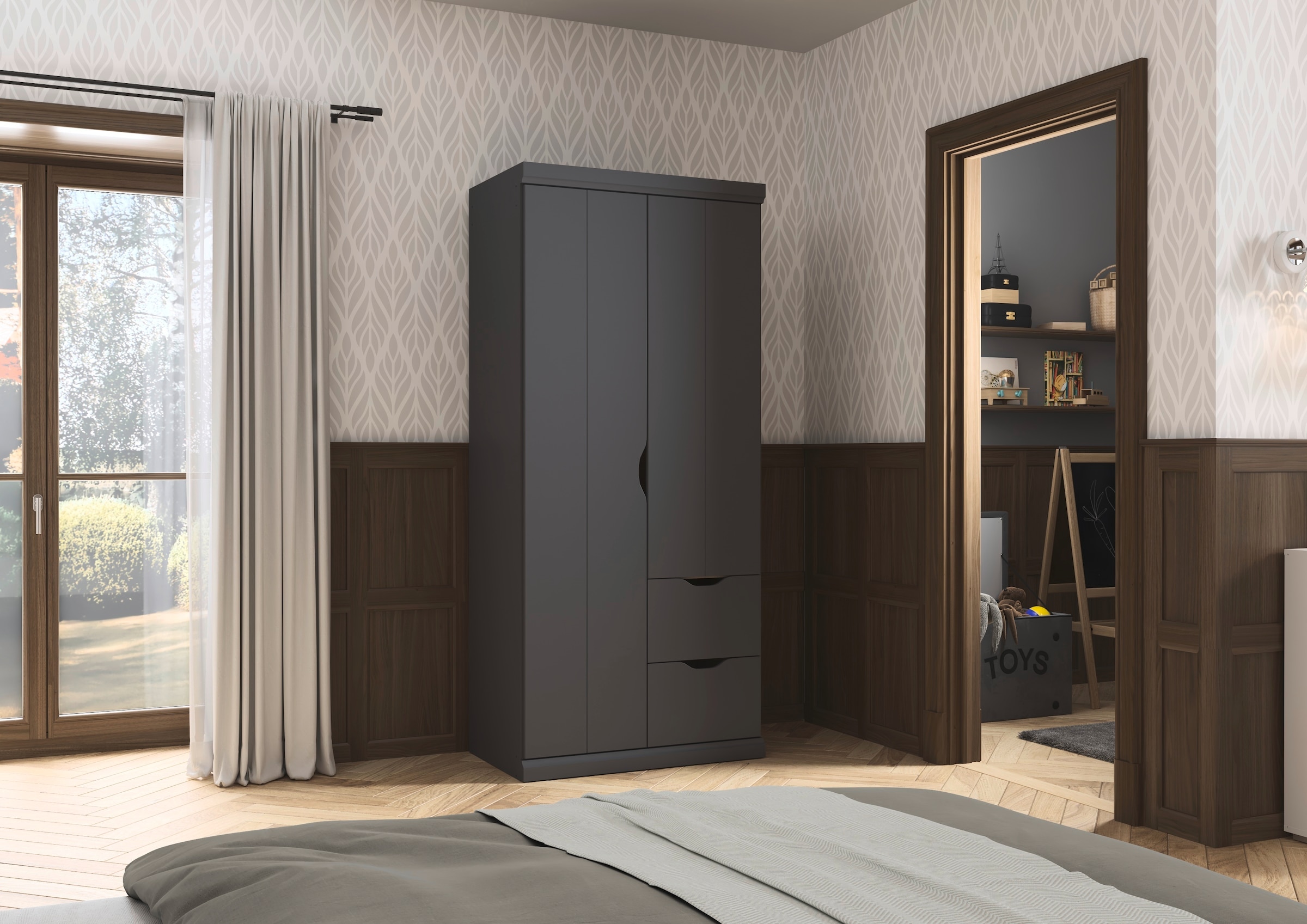 rauch Kleiderschrank »Drehtürenschrank Schrank Garderobe Wäscheschrank Schlafzimmer MARLENE« 3 verschiedene Ausstattungen BASIC/CLASSIC/PREMIUM (inkl. SOFT-CLOSE),  in 3 Breiten 91/136/181 cm im Landhaus-Stil MADE IN GERMANY