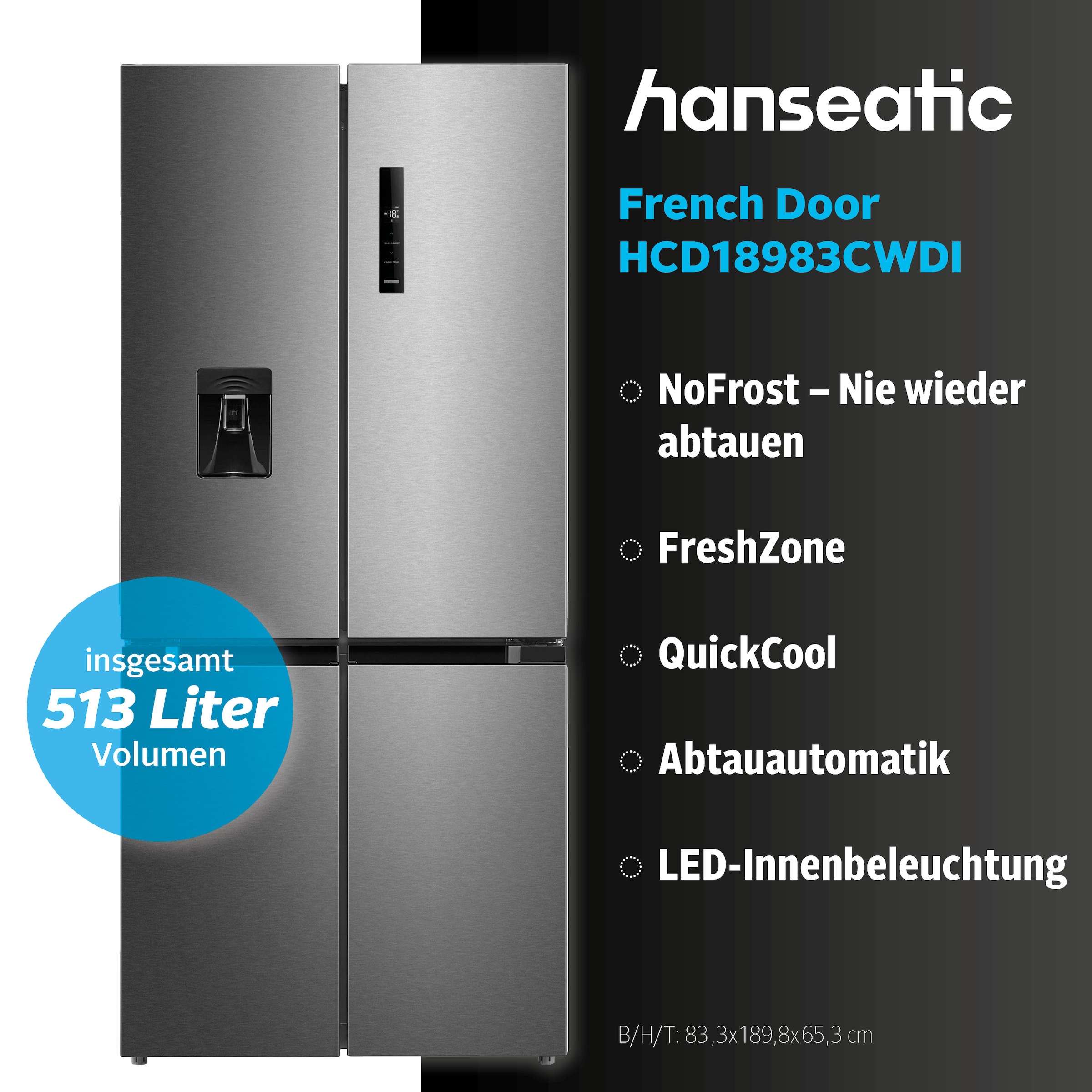 Hanseatic Multi Door »HCD18983CWDI« 189,8 cm hoch 83,3 cm breit inkl. 3 Jahre Herstellergarantie