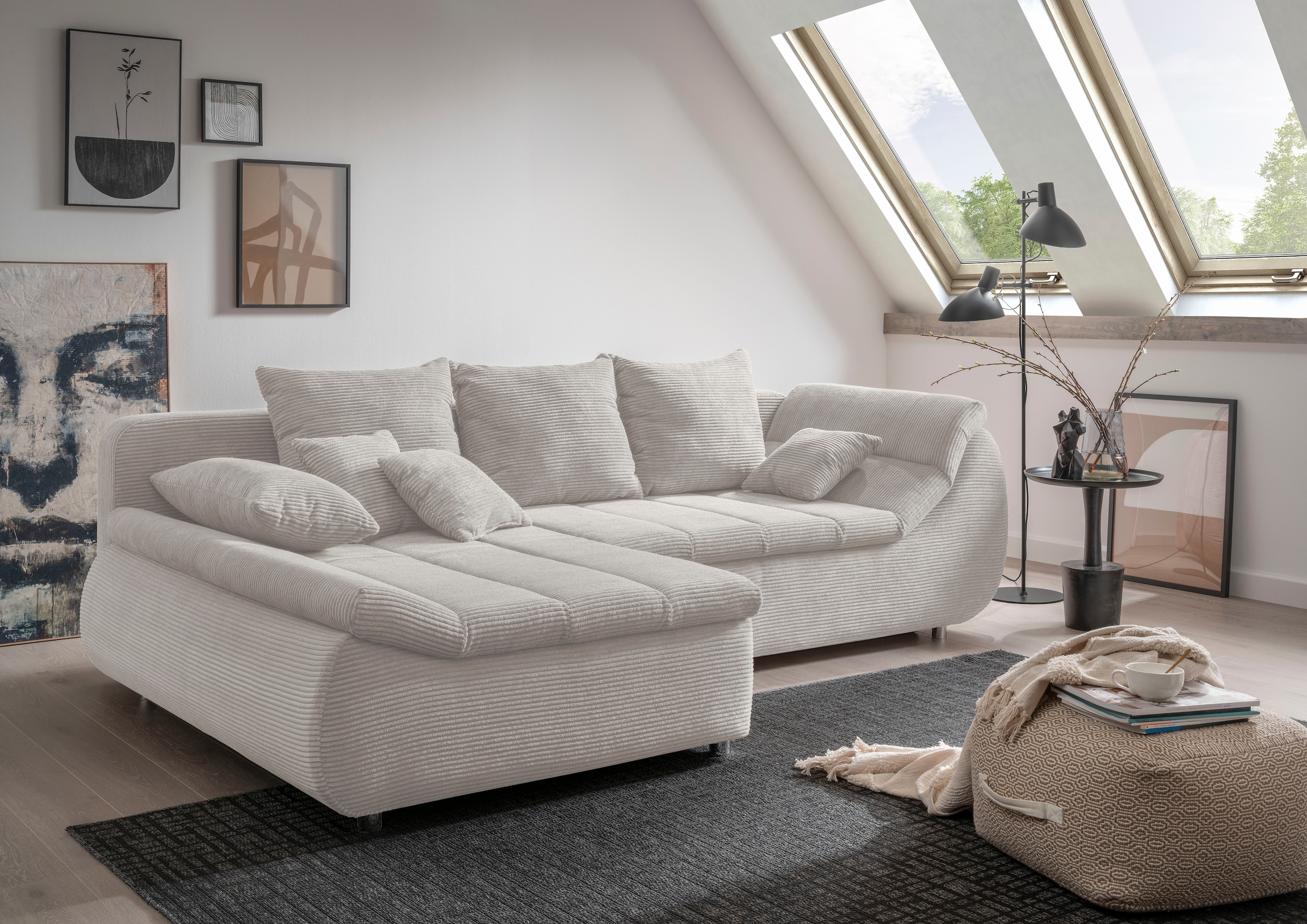 Home affaire Ecksofa »Imola, bequem, aktuelle Steppung im Sitz, L-Form, Breite 270cm« wahlweise mit Bettfunktion