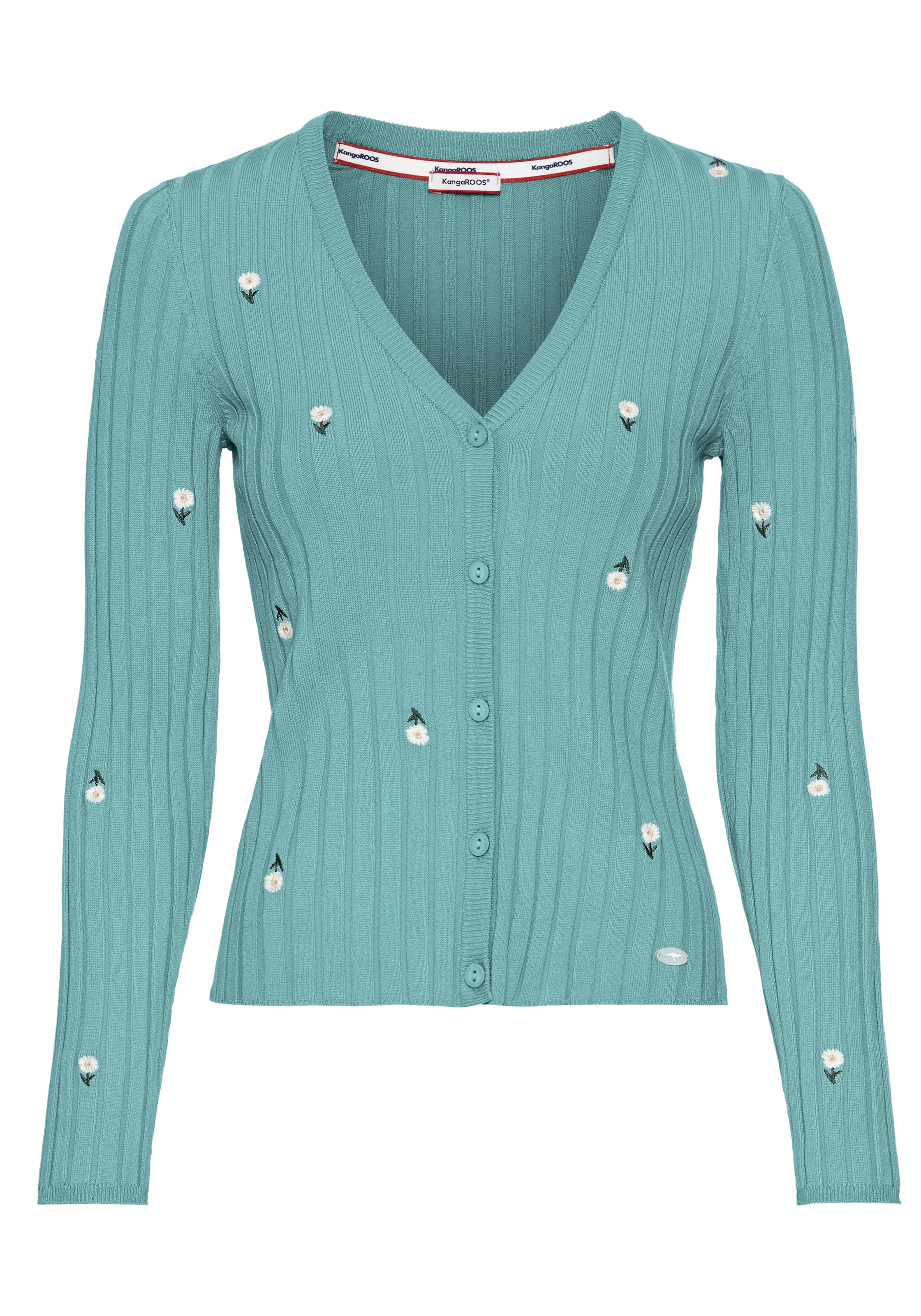 KangaROOS Strickjacke, mit Blumen-Stickerei