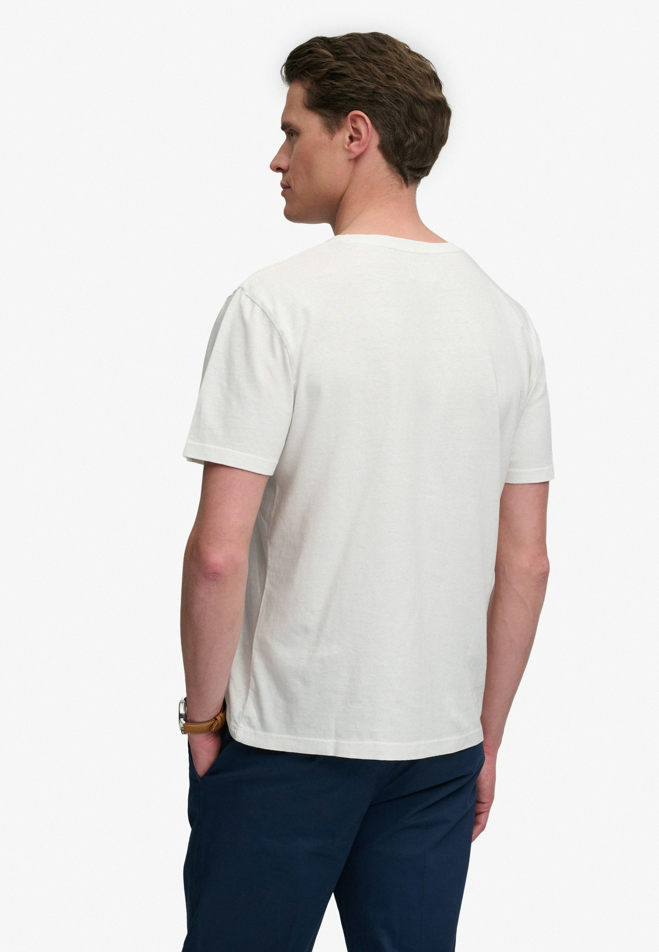 Superdry Rundhalsshirt »CLASSIC COTTON LINEN VEE« Baumwollmischung, relaxed fit aus luftig leichtem Baumwoll-Leinen-Mix