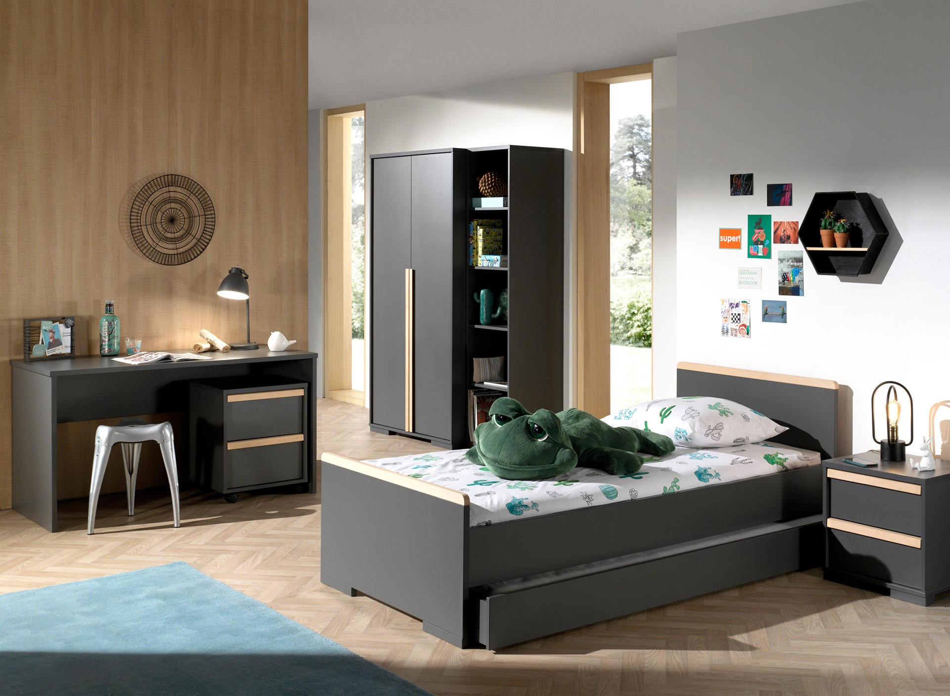 Vipack Jugendbett »London«, (Made in Europe), Einzelbett mit Melamin-Oberfläche