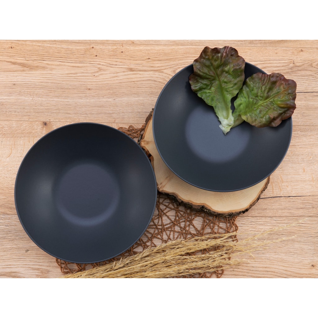 CreaTable Salatschüssel »Soft Touch Black«, 2 tlg., aus Steinzeug, Ø 24 cm