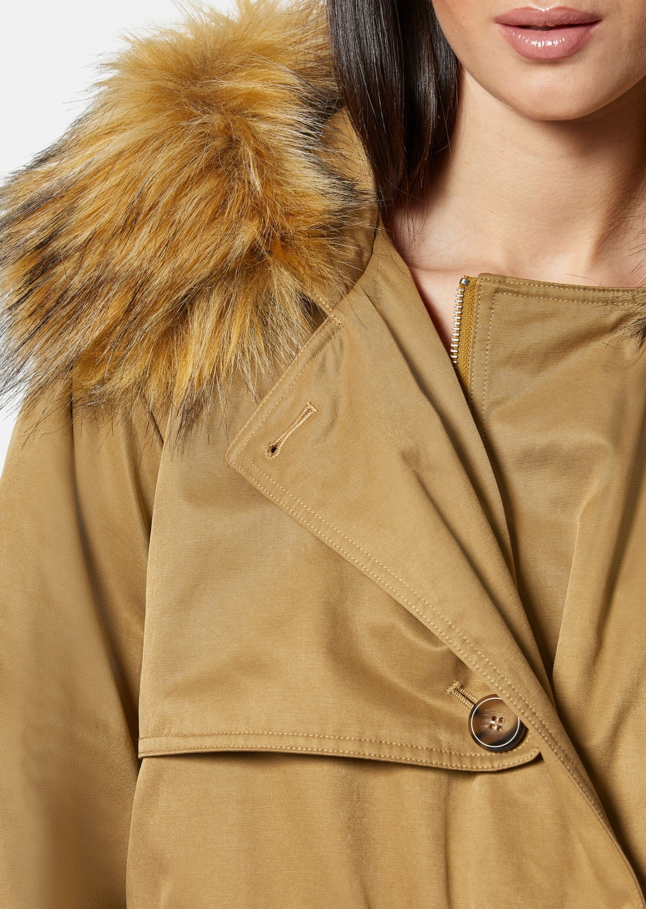 MADELEINE Trenchcoat »Parka Parka mit Kapuze und abnehmbarem Fake-Fur«