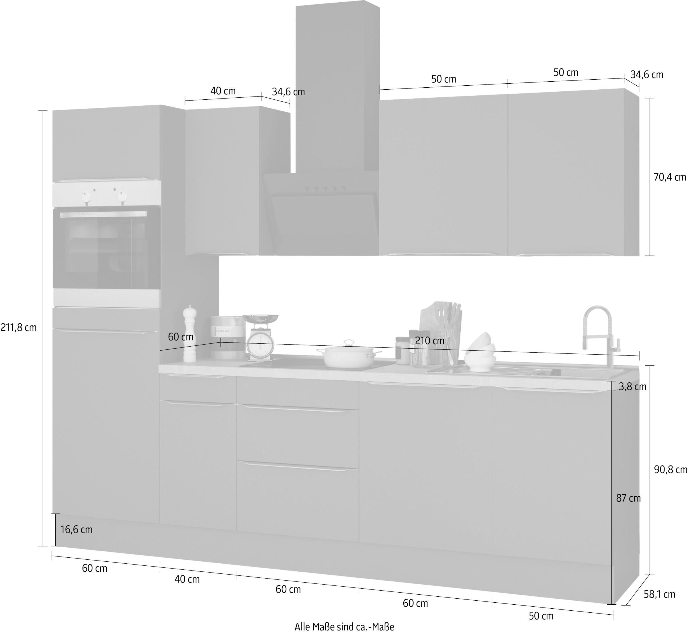 OPTIFIT Küchenzeile »Aken«, ohne E-Geräte, Breite 270 cm bequem bestellen