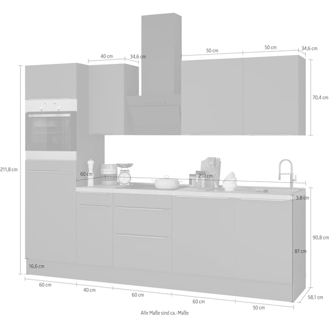 OPTIFIT Küchenzeile »Aken«, ohne E-Geräte, Breite 270 cm bequem bestellen