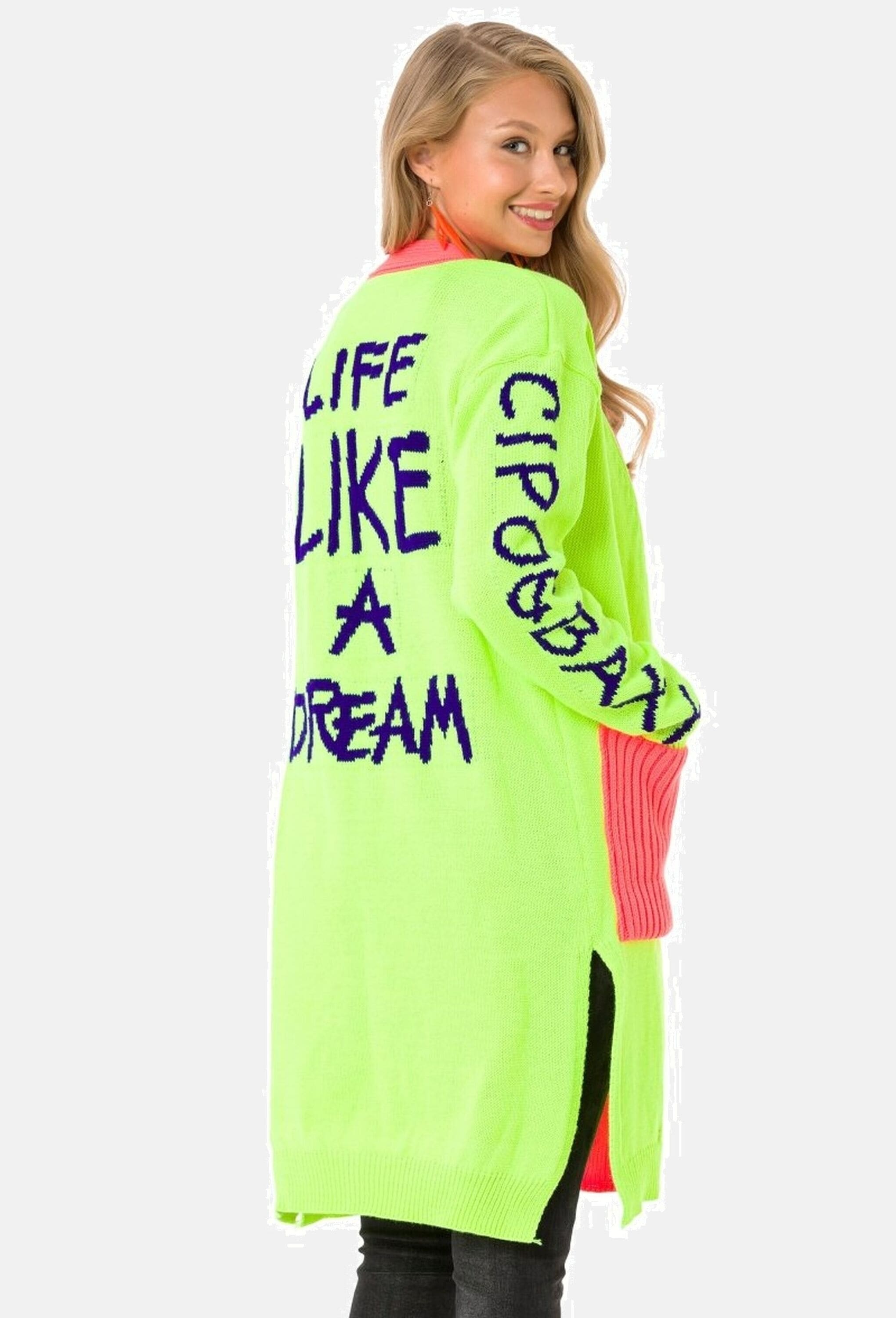 Cipo & Baxx Cardigan »Cipo & Baxx Stickjacke« Im coolen Neon-Design, WP242