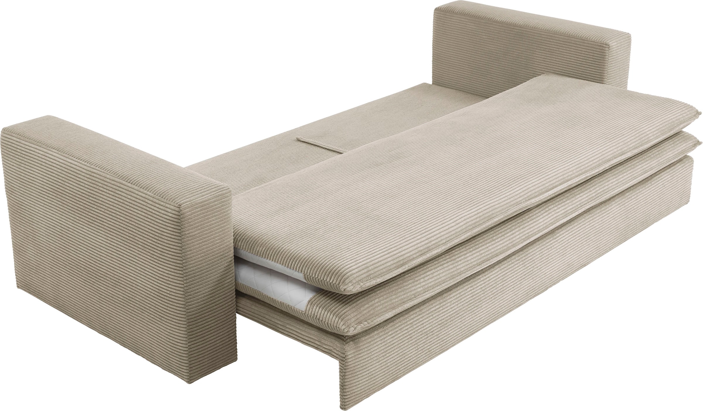 Places of Style 3-Sitzer »PIAGGE«, Cord-Bezug - mit Bettfunktion und Bettkasten, mit praktischem Topper