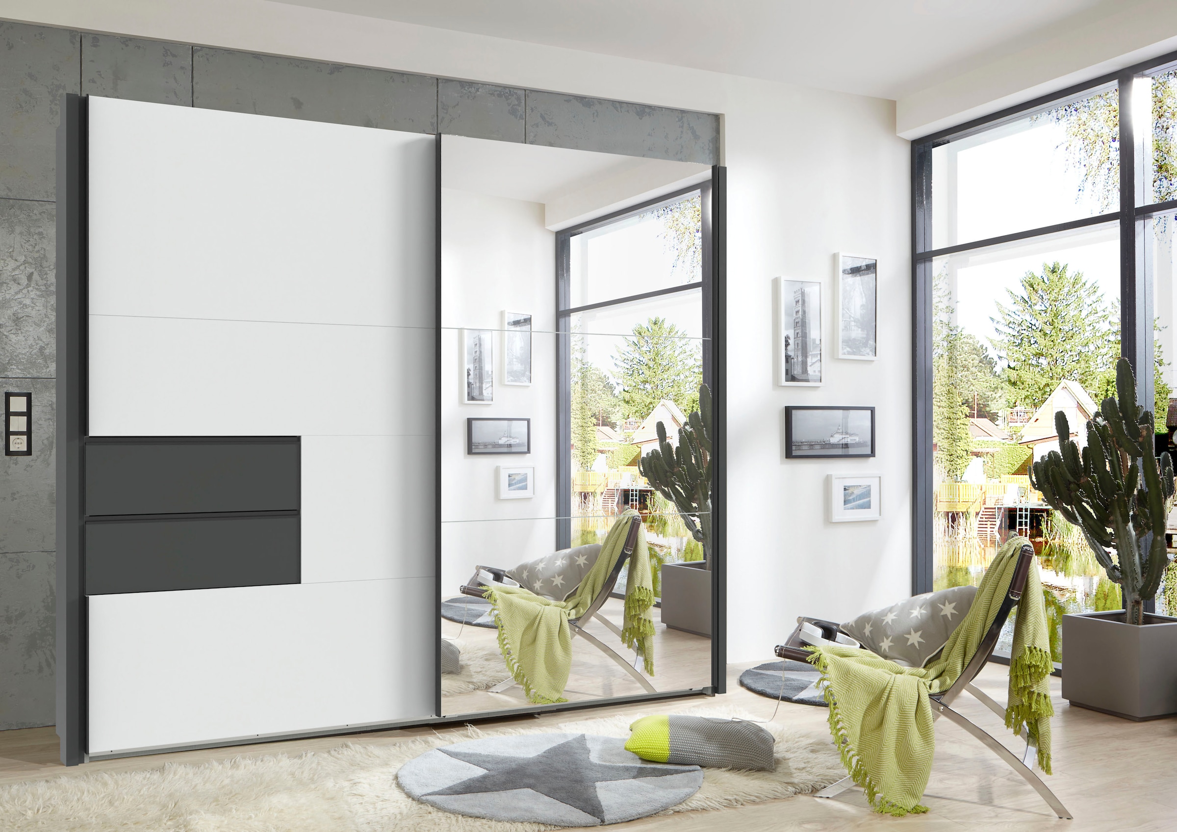 Wimex Schwebetürenschrank »Palermo by fresh to go«, integrierte Schubladen in der Front mit Soft-close-Funktion