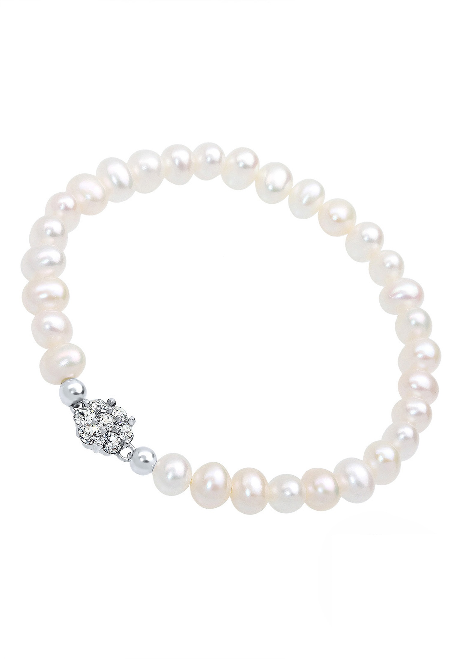 Elli Armkette »Armband Süßwasserzuchtperlen Weiß 925 Sterling Silber«