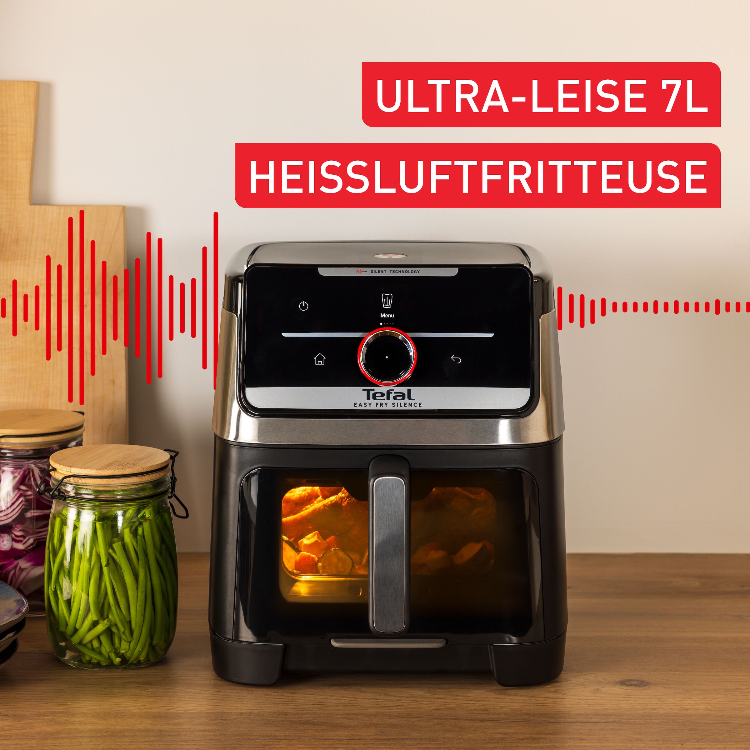 Tefal Heißluftfritteuse »Easy Fry Smart & Silence XXL« 1800 W über 55 voreingestellte Programme, abnehmbares Frontelement, EY876D