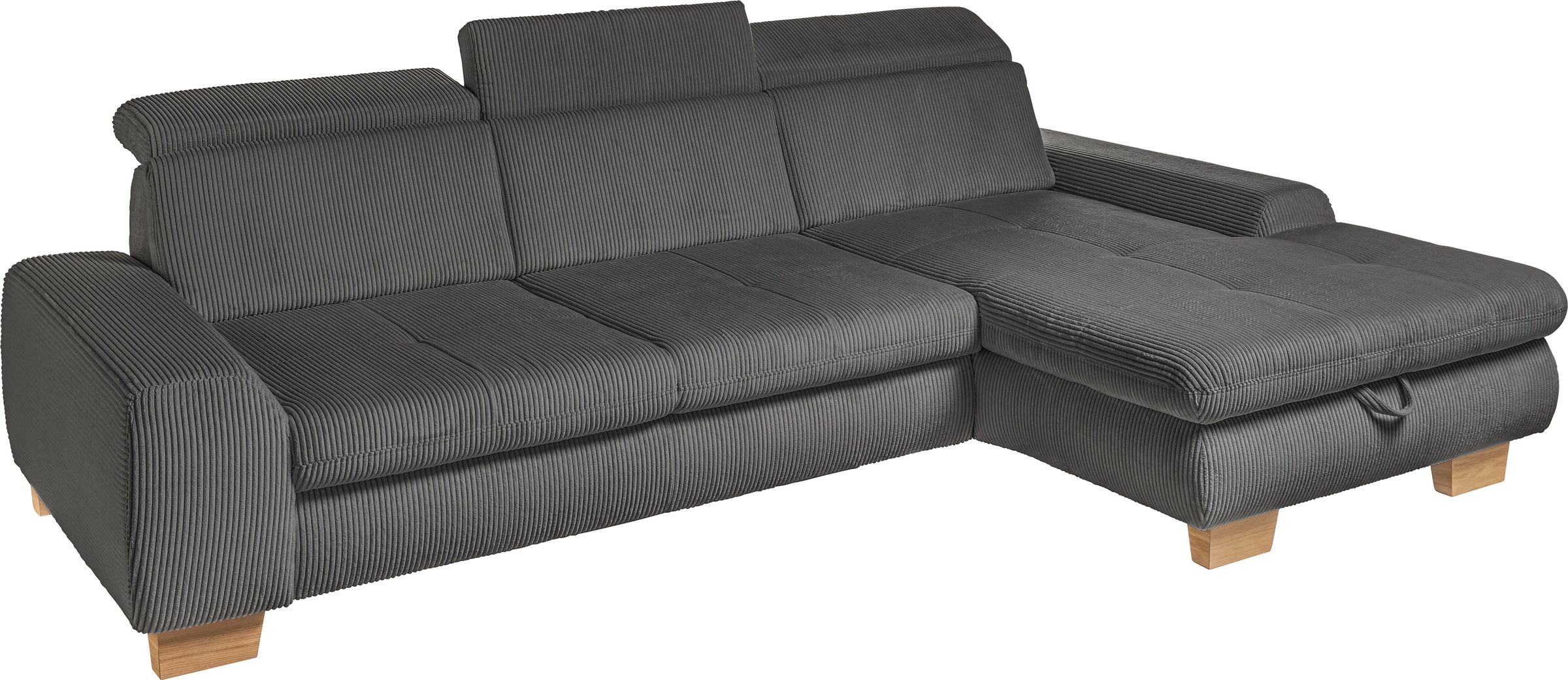 set one by Musterring Ecksofa »SO 3400 Sitzhöhe 47cm oder 49cm, Sitztiefe verstellbar, B/T: 307/195cm«, whlw. mit Funktion, Kaltschaum, in Cord, lind, Sitzhöhe 47