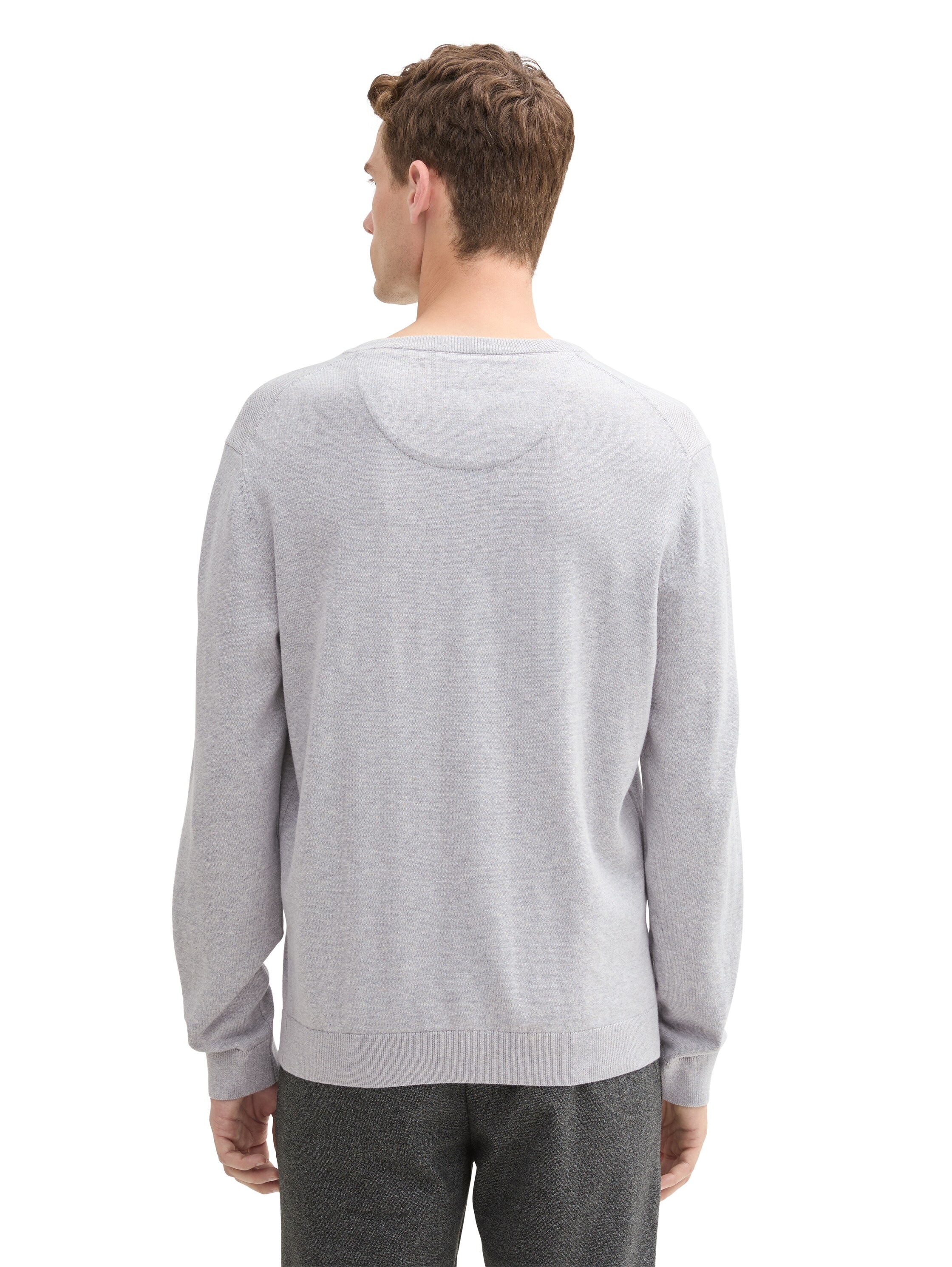 TOM TAILOR V-Ausschnitt-Pullover, mit kleiner Logo-Stickerei