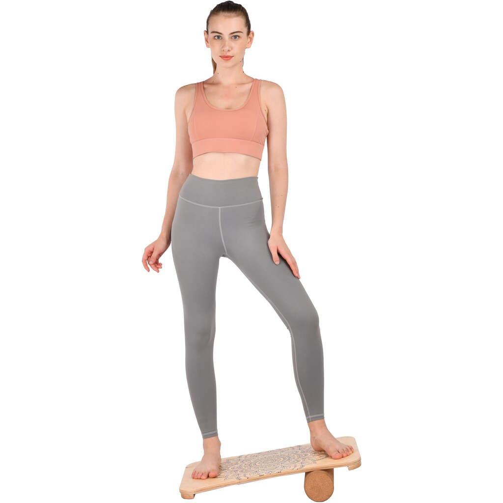 body coach Balanceboard »Woodboard I«, (Set, 2 tlg.), Balancebrett aus mehrlagigen Ahornholz, Rolle aus Kork