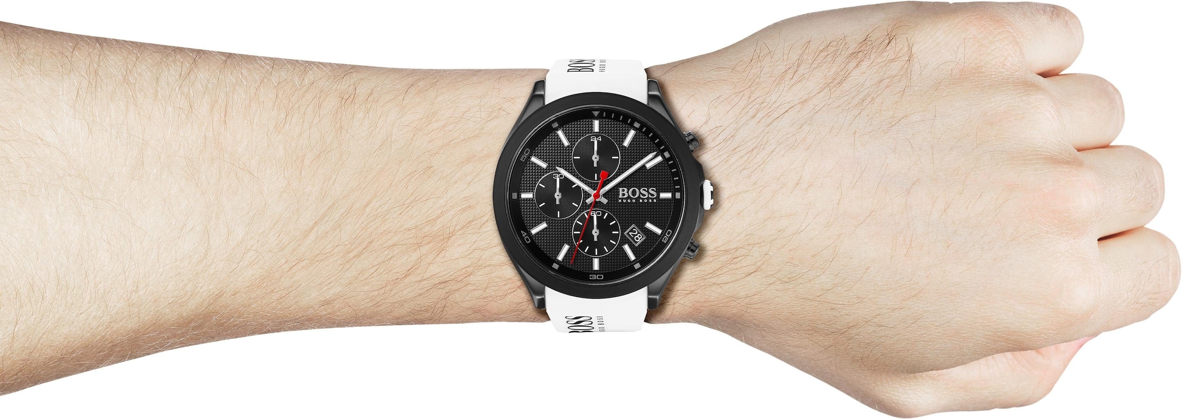 BOSS Chronograph »VELOCITY«, Quarzuhr, Herrenuhr, Armbanduhr, Stoppfunktion, Silikonarmband