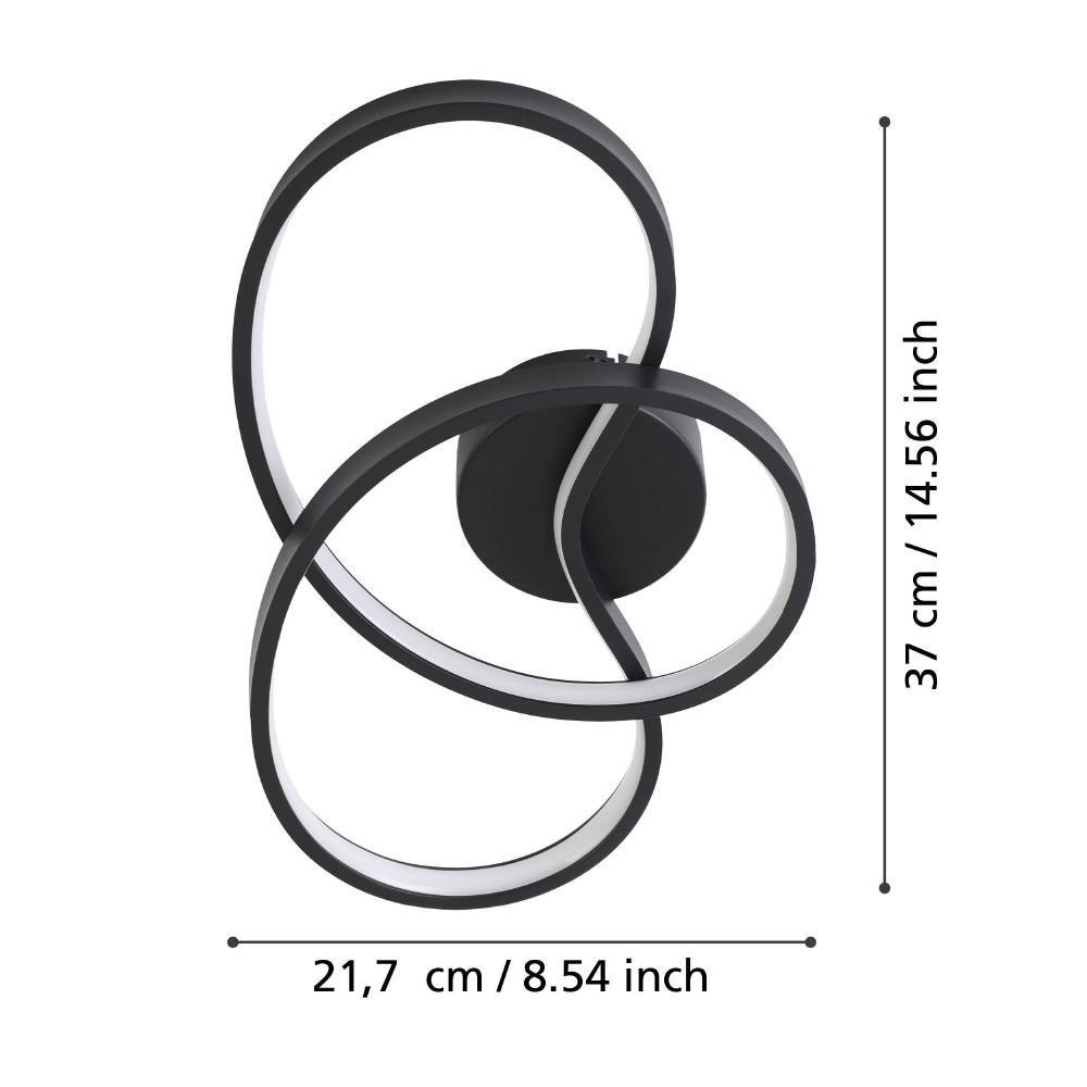 EGLO Wandleuchte »GIANELLA«, 1 flammig, Leuchtmittel LED-Modul | LED fest integriert, Wandlampe, Wandbeleuchtung, Metall in Schwarz, Flur, Wohnzimmerlampe