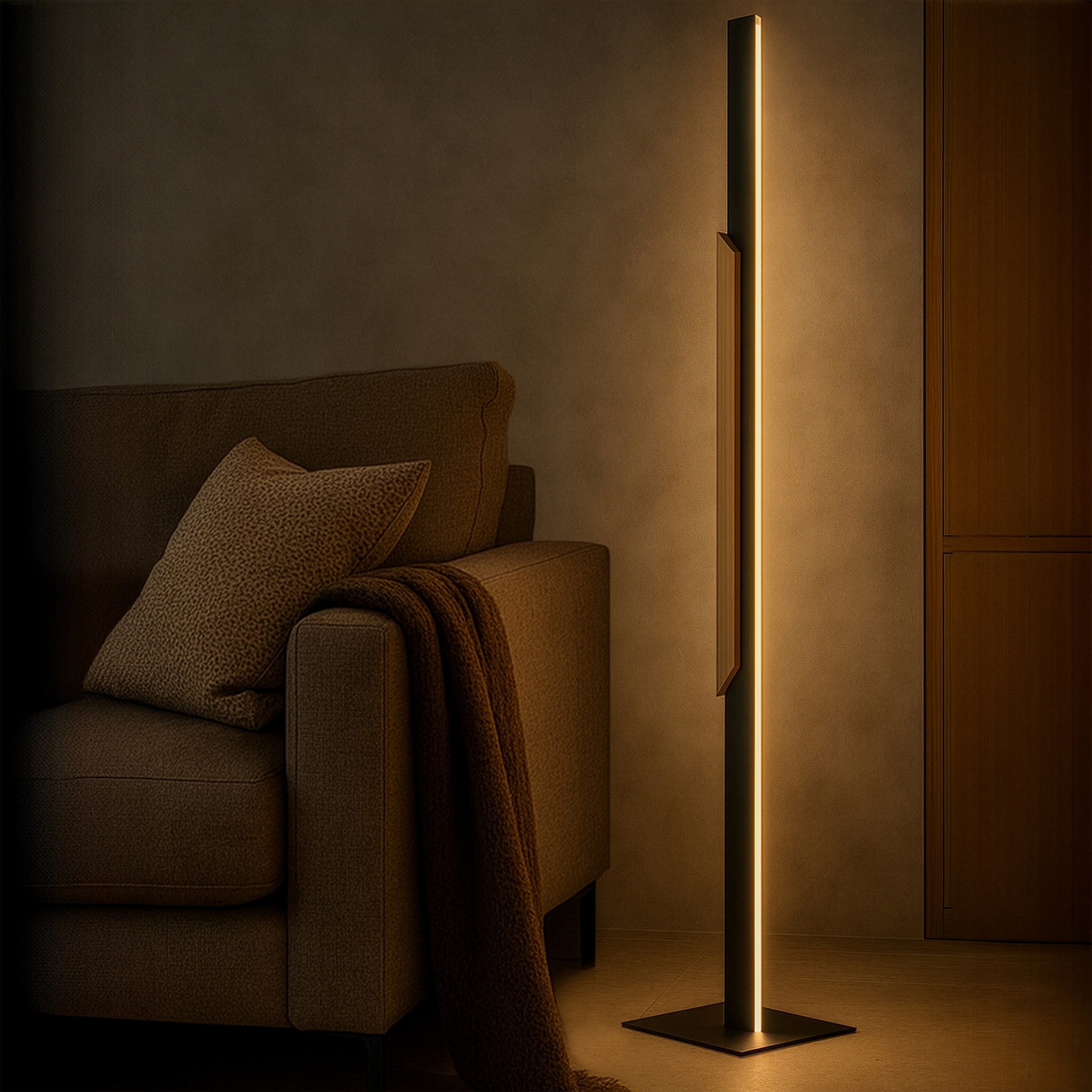 lumiCouture LED Stehlampe »Arcus« LED-Modul 1 Stk. Warmweiß Höhe 122 cm, 3400 Lumen, 2700 Kelvin, Metall/Holz, schwarz/braun